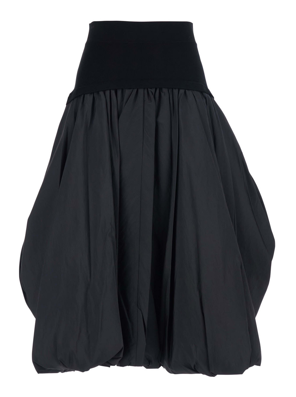 Simkhai Black Midi Skirt With Elastic Waist And Draped Design In Viscose Woman In Black