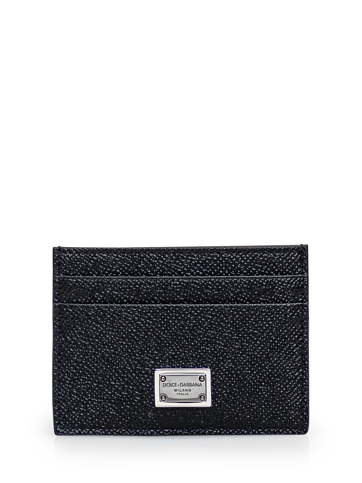 Dolce & Gabbana Leather Cardholder In Nero