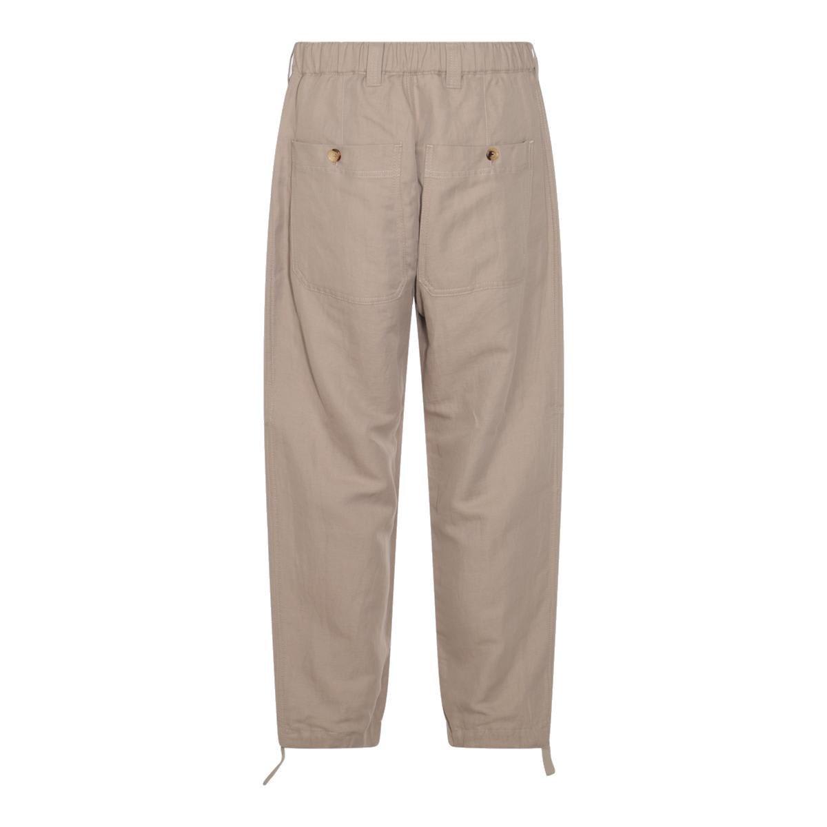 Brunello Cucinelli Drawstring Relaxed Fit Trousers In Kaky