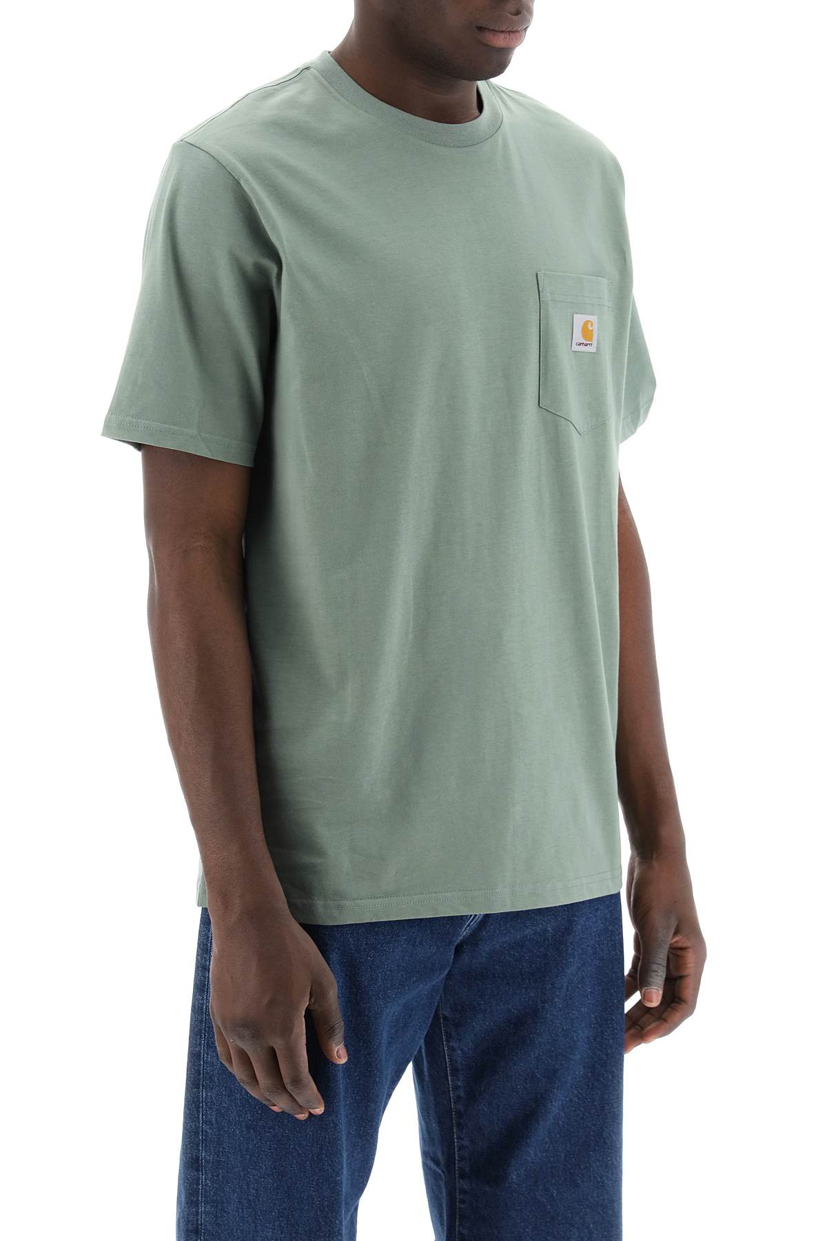 Shop Carhartt T-shirt With Chest Pocket In Verde