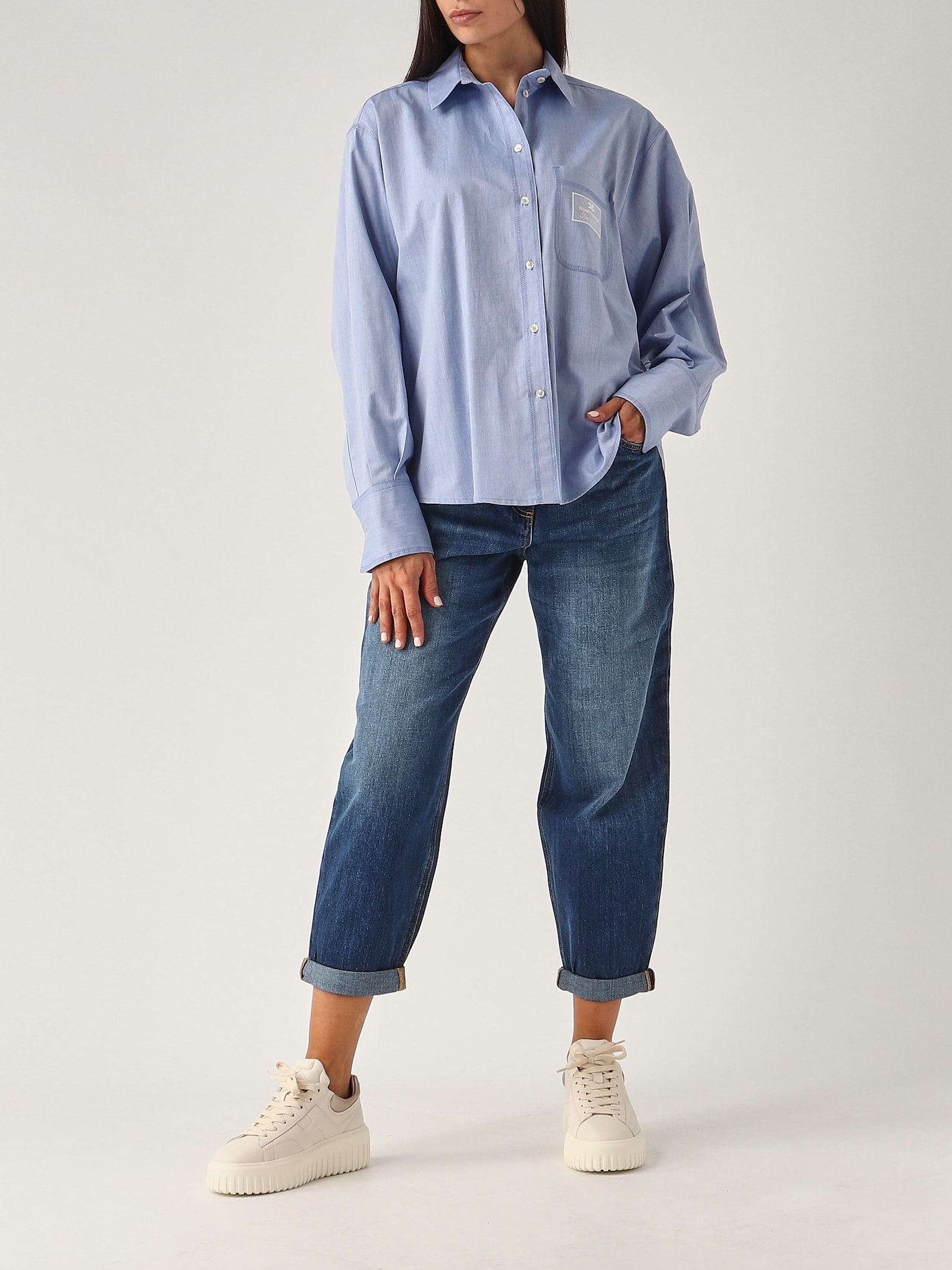 Shop Elisabetta Franchi Cotton Shirt In Azzurro