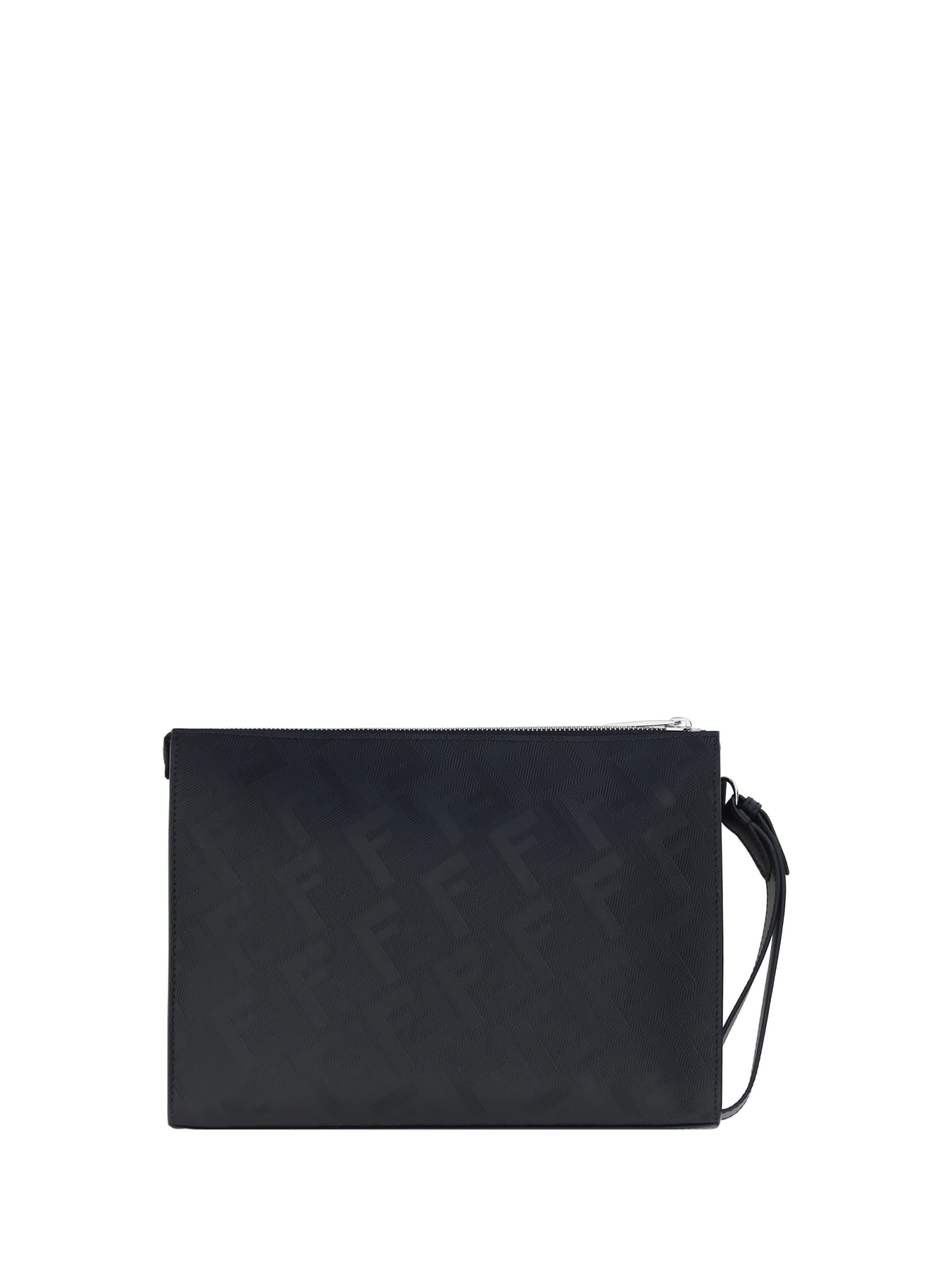 Shop Fendi Clutch In Nero/palladio