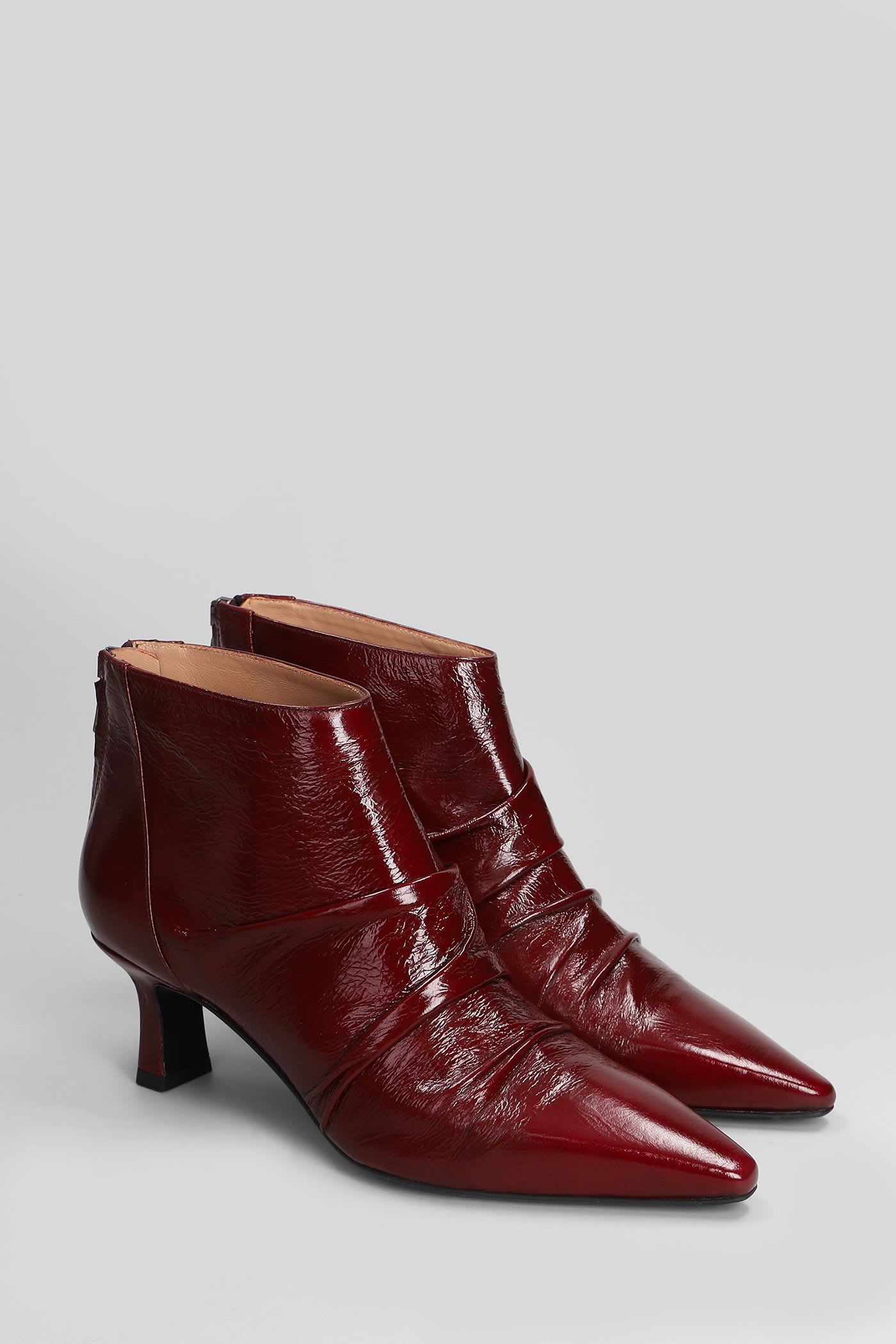 The Seller High Heels Ankle Boots In Bordeaux Leather In Burgundy