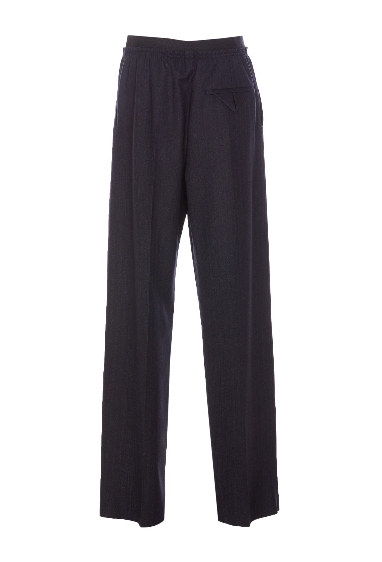 Shop Bottega Veneta Striped Wool Pants In Black