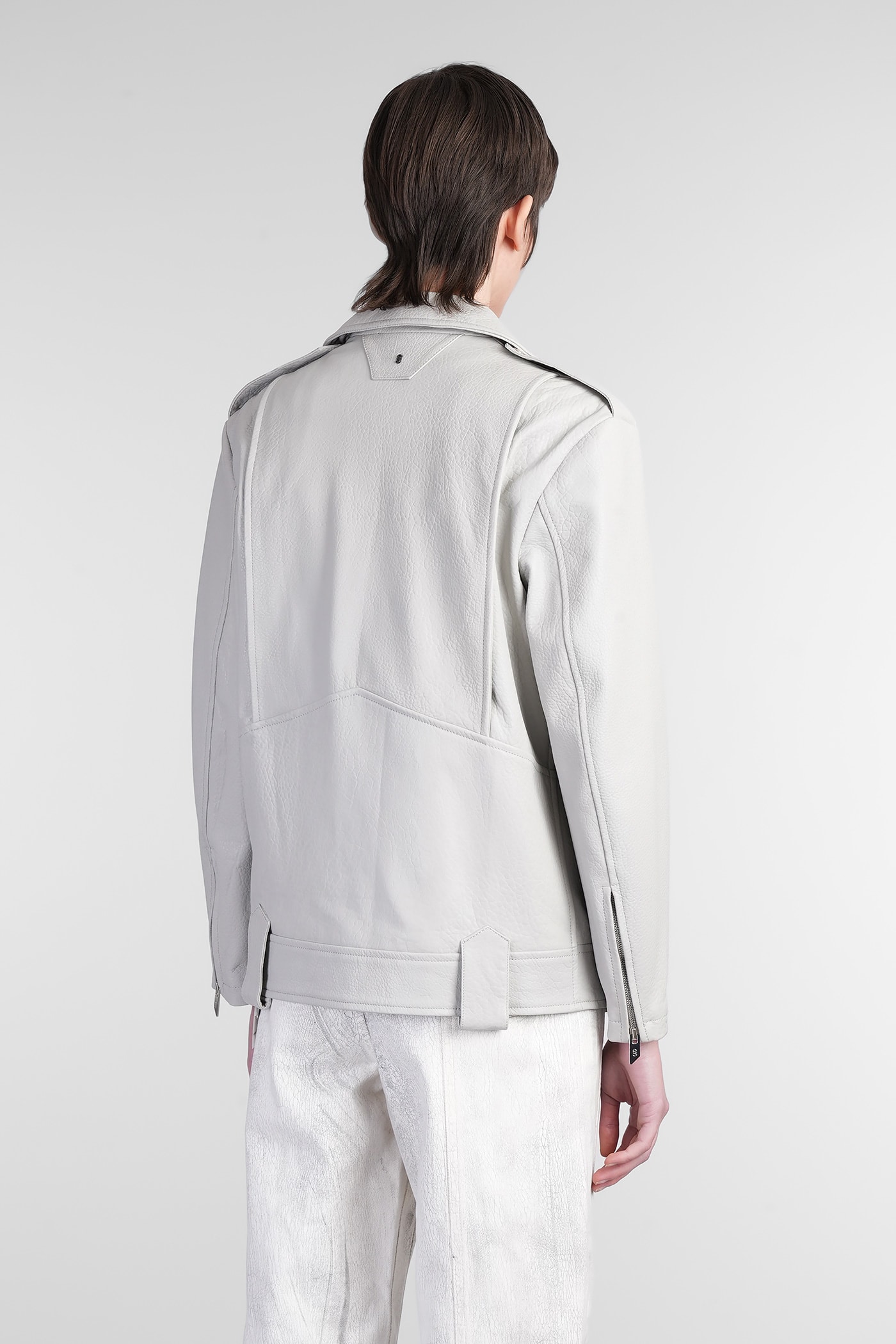 Salvatore Santoro Biker Jacket In Grey Leather In Grey