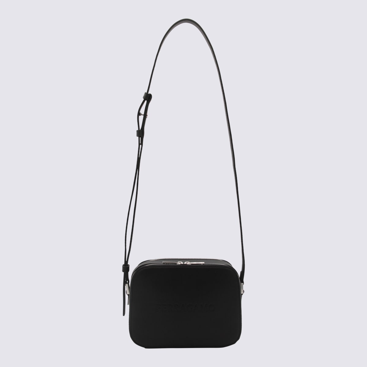 FERRAGAMO BLACK LEATHER CROSSBODY BAG