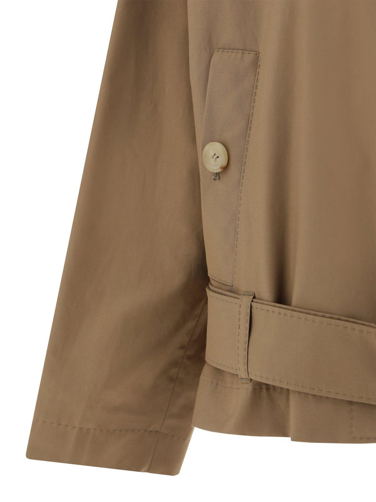 Shop Max Mara The Cube Sportmax Buttoned Belted Trench Coat In Brown