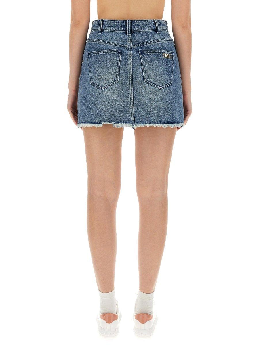 Shop Michael Michael Kors Mid-waisted Denim Mini Skirt In Clear Blue