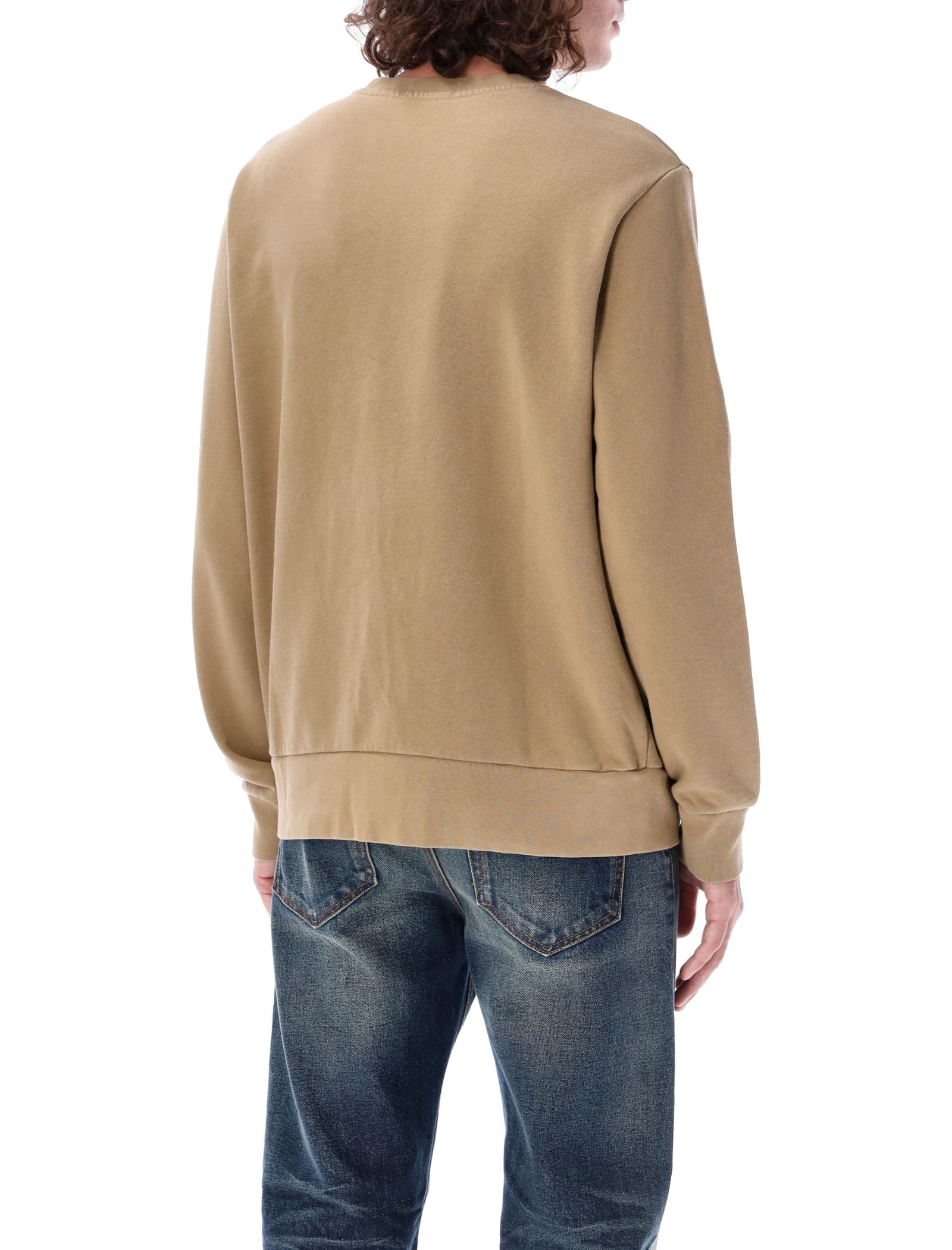 Shop Polo Ralph Lauren Crew Neck Sweatshirt In Desert Kaki