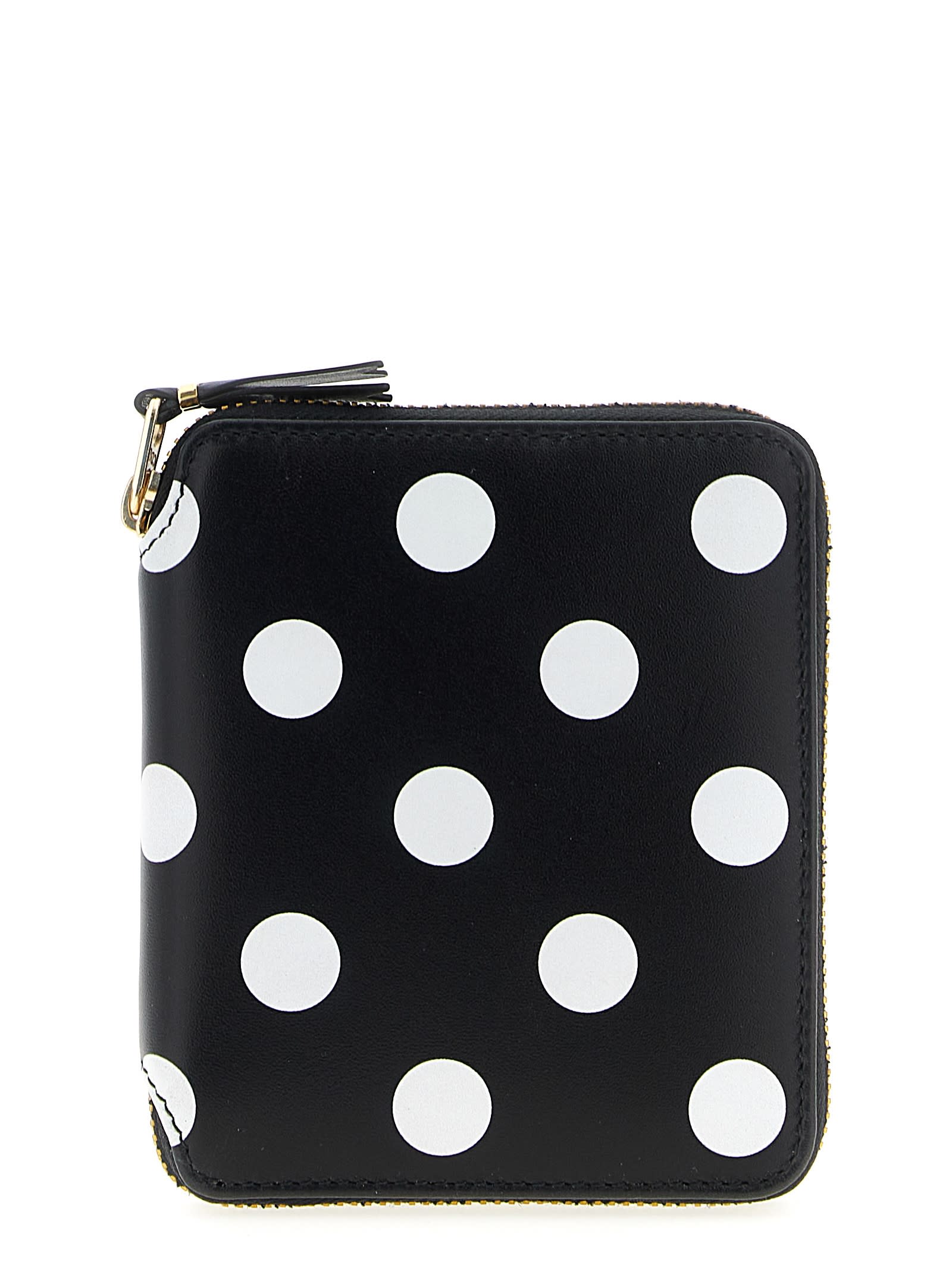 Comme Des Garçons Polka Dots Printed Wallet In Black