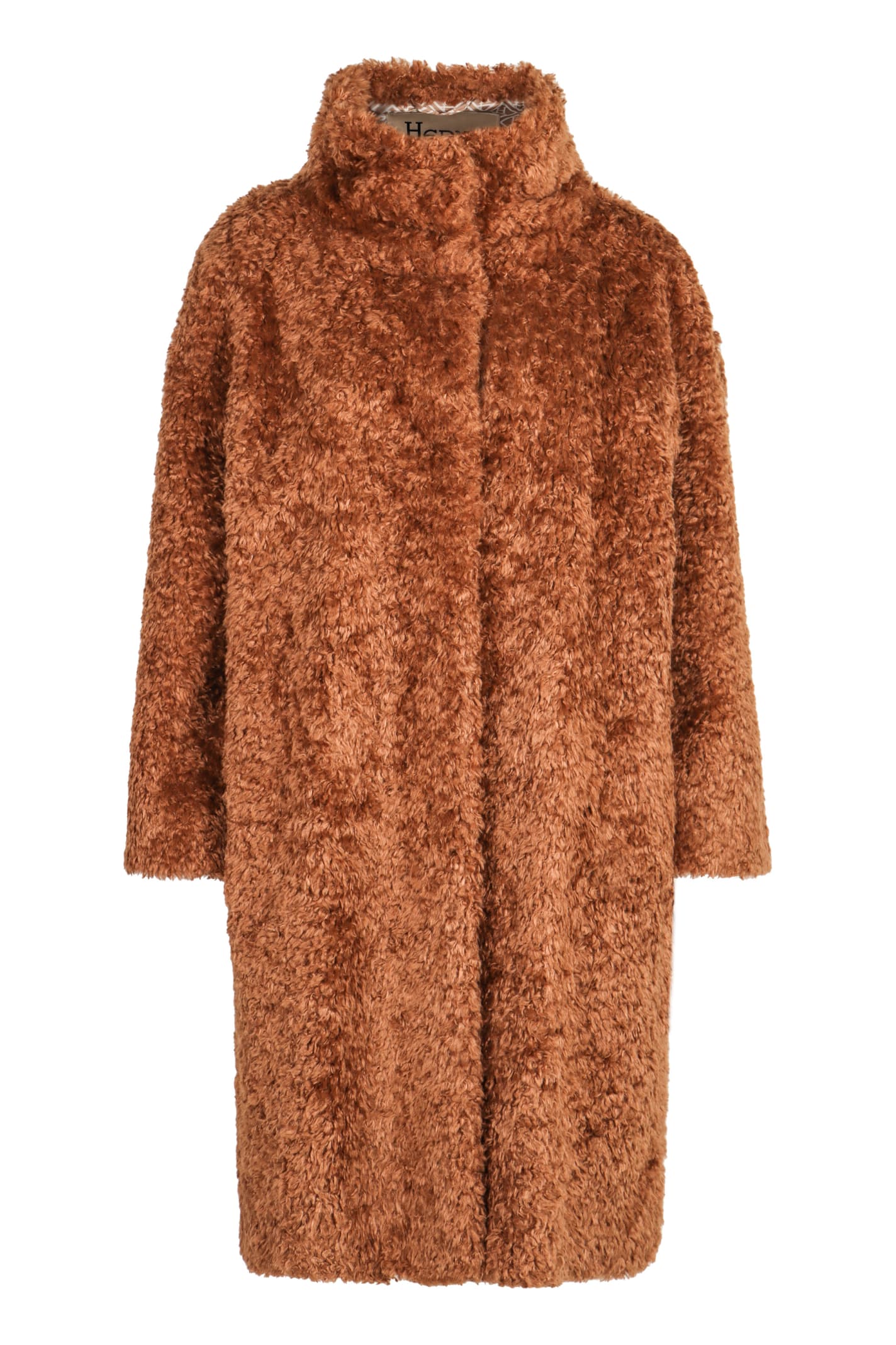 Shop Herno Faux Fur Coat In Camel