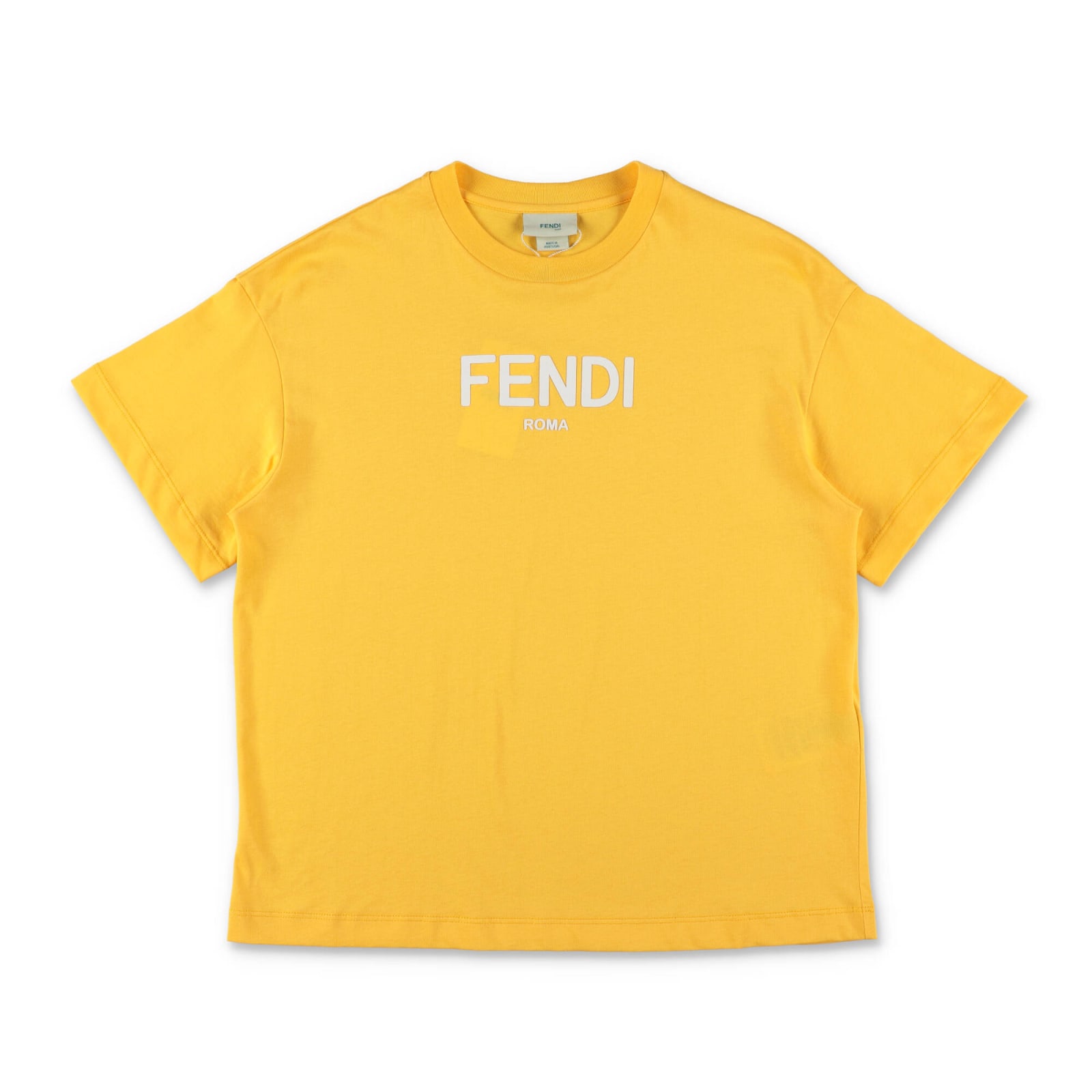 Shop Fendi T-shirt Gialla In Jersey Di Cotone Bambino In Verde