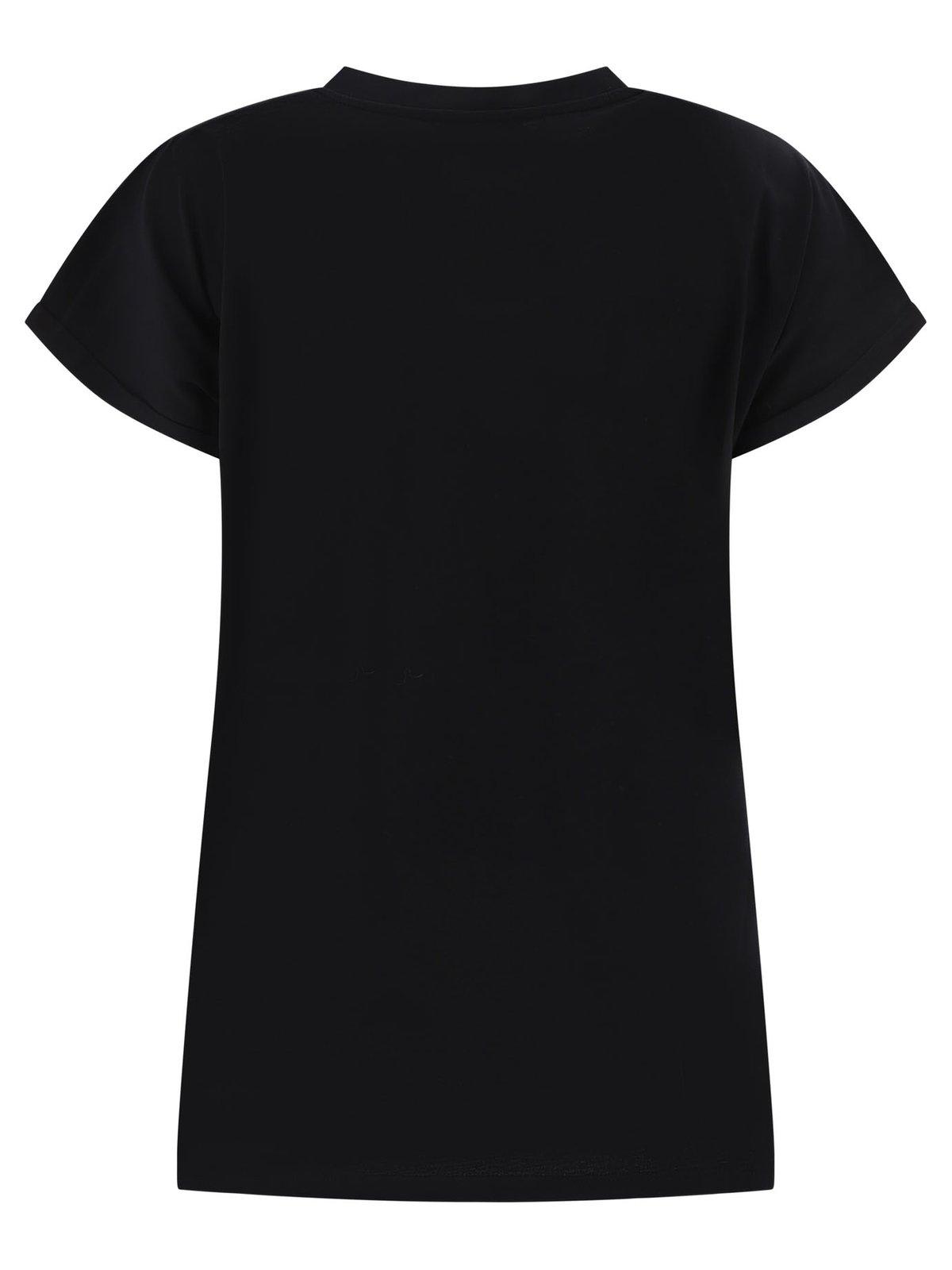 Shop Balmain Logo Printed Crewneck T-shirt In Black