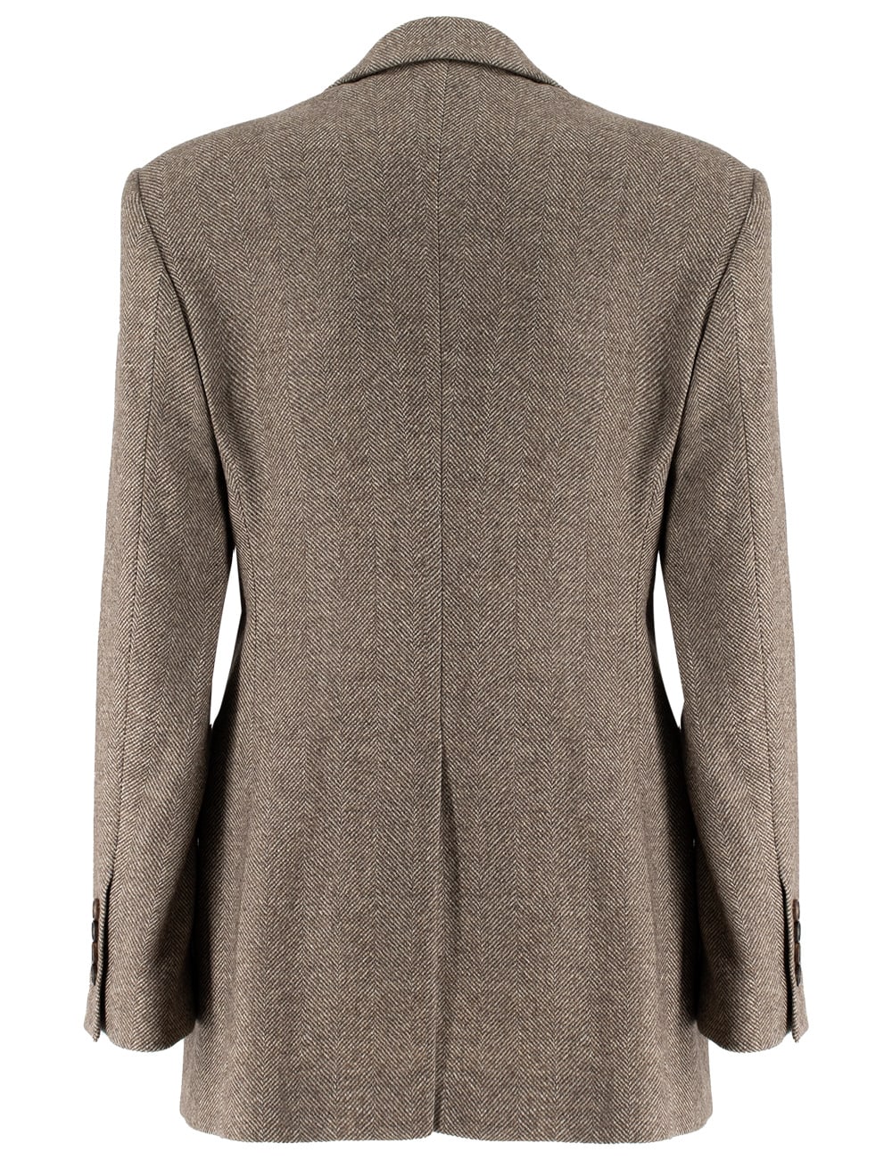 Brunello Cucinelli Double-breasted Herringbone Blazer In Brown/panama