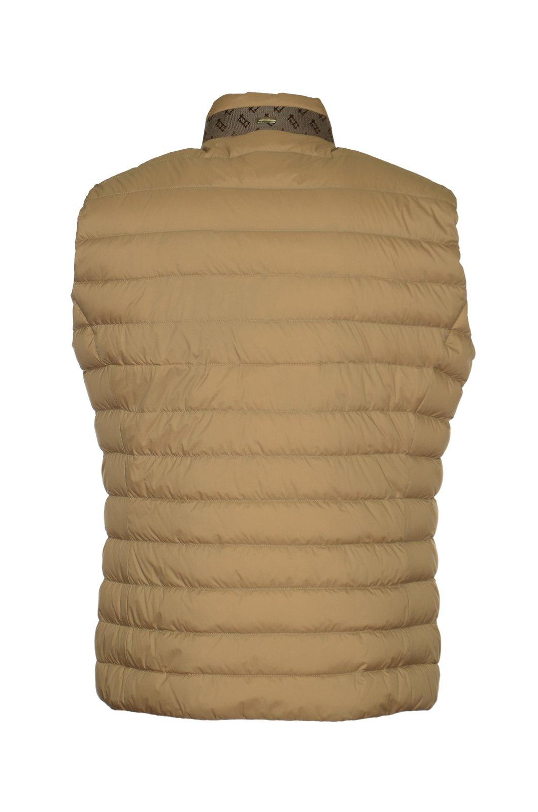 Shop Herno High Neck Zipped Padded Jacket In Sand