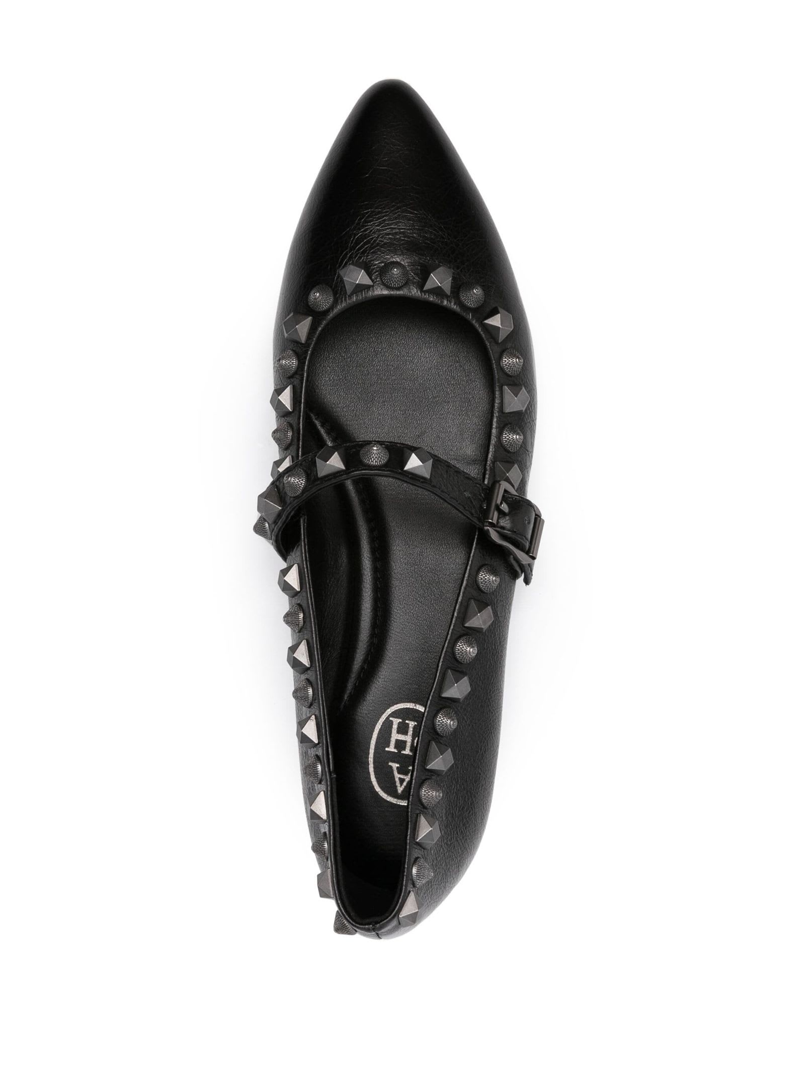 Shop Ash Black Calf Leather Ballerina Shoes