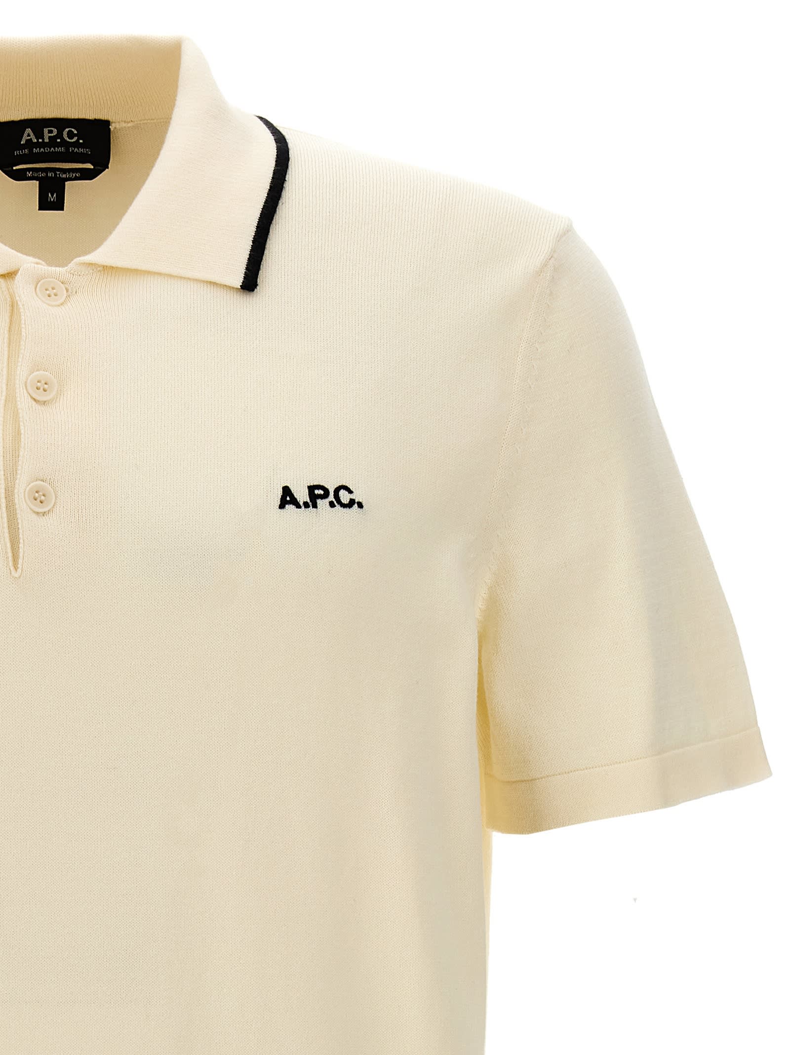 Shop Apc Fynn Polo Shirt In Blanc Casse Noir