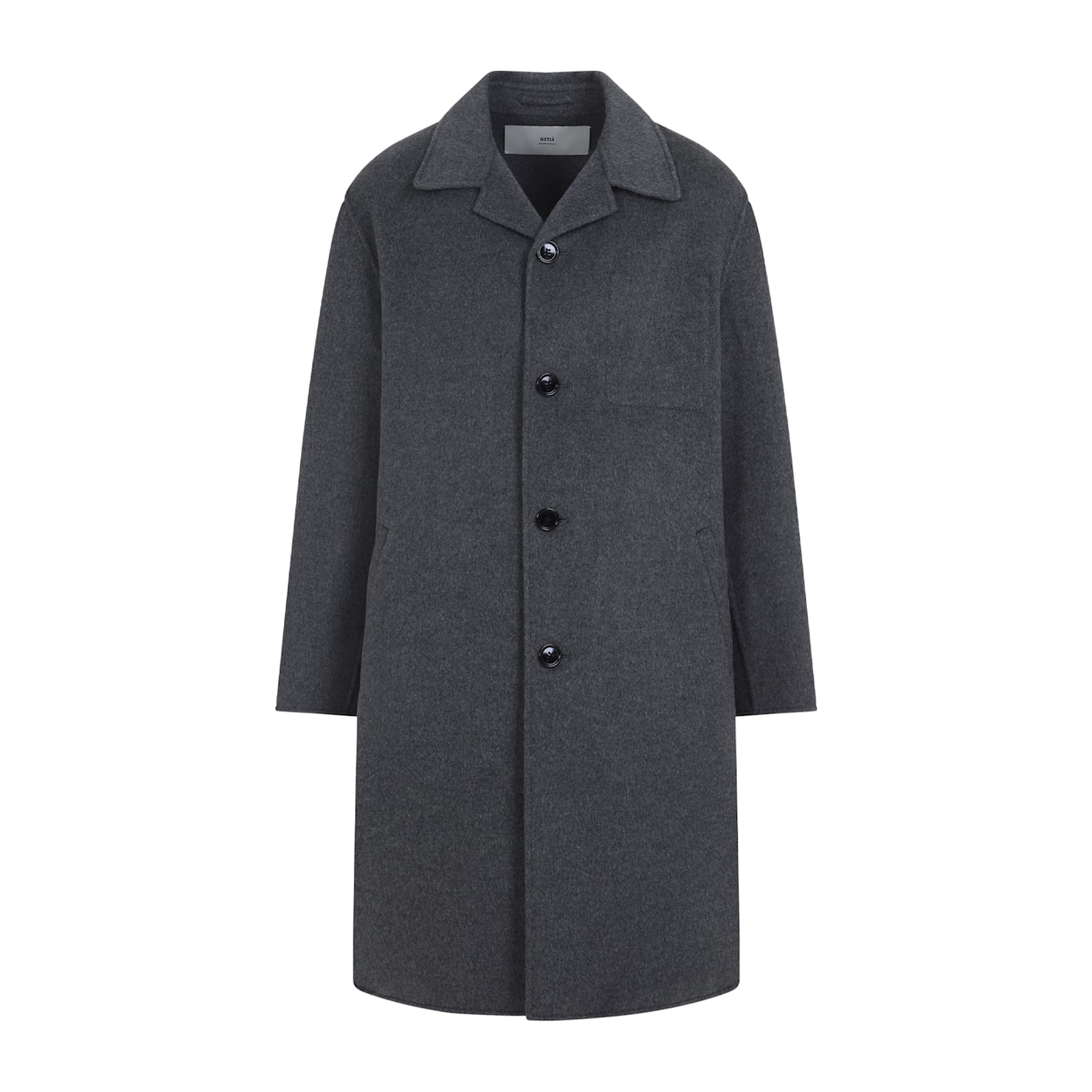 Ami Alexandre Mattiussi Single-breasted Wool Knee-length Coat In Gray