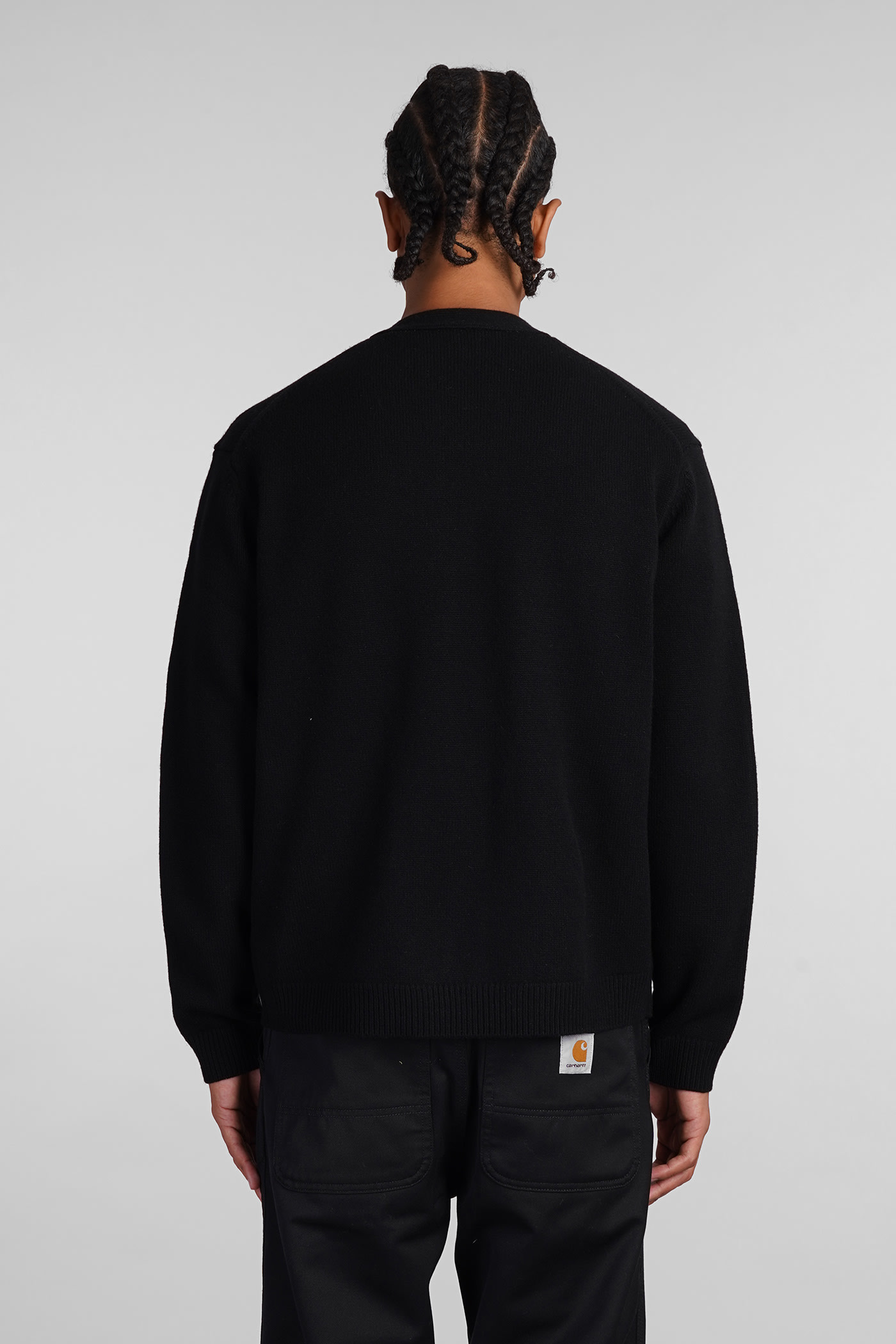 Shop Maison Kitsuné Cardigan In Black Wool