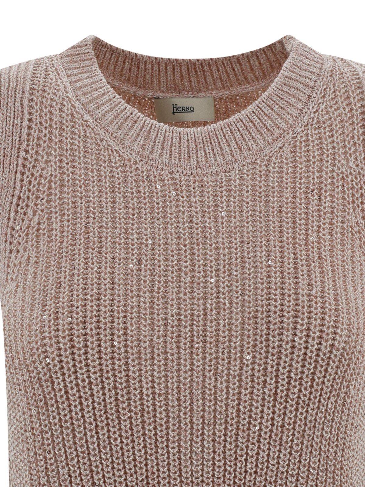 Herno Vest In Glitter Knit In Pink