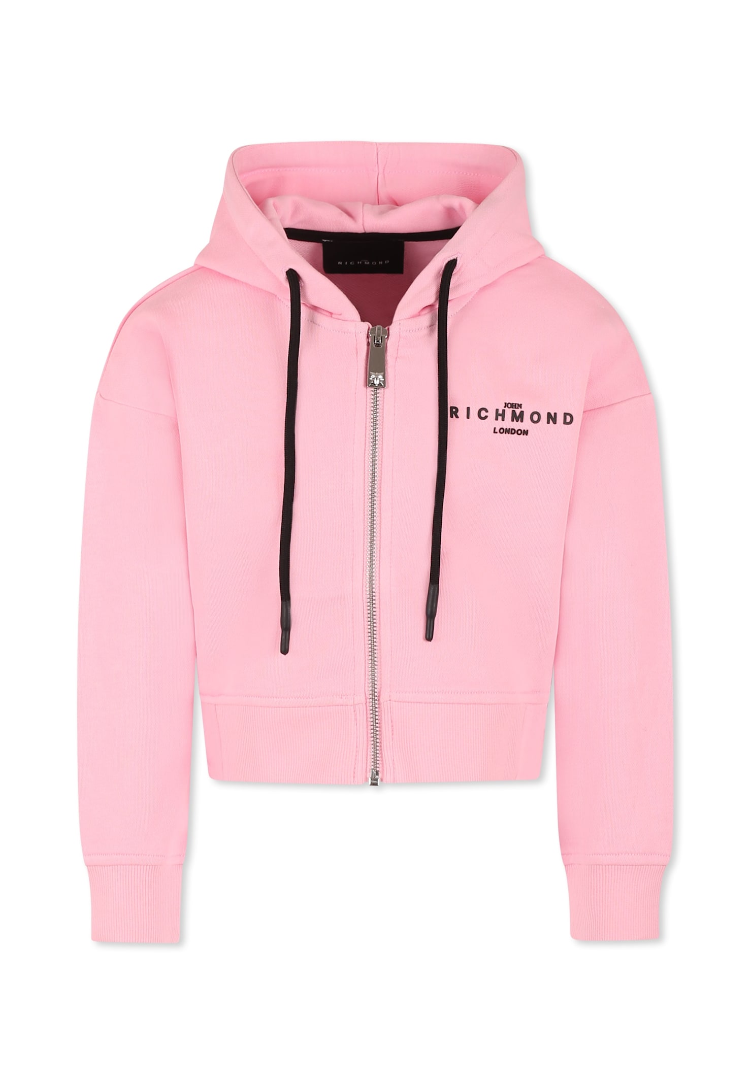 Richmond Pink Crop Sweatshirt For Girl With Logo In Pink