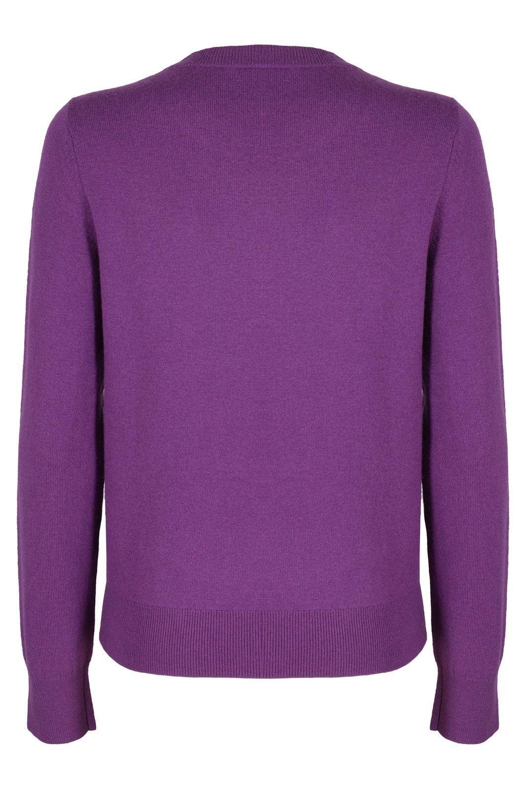 Shop Apc Logo Embroidered Crewneck Jumper Sweater In Violet