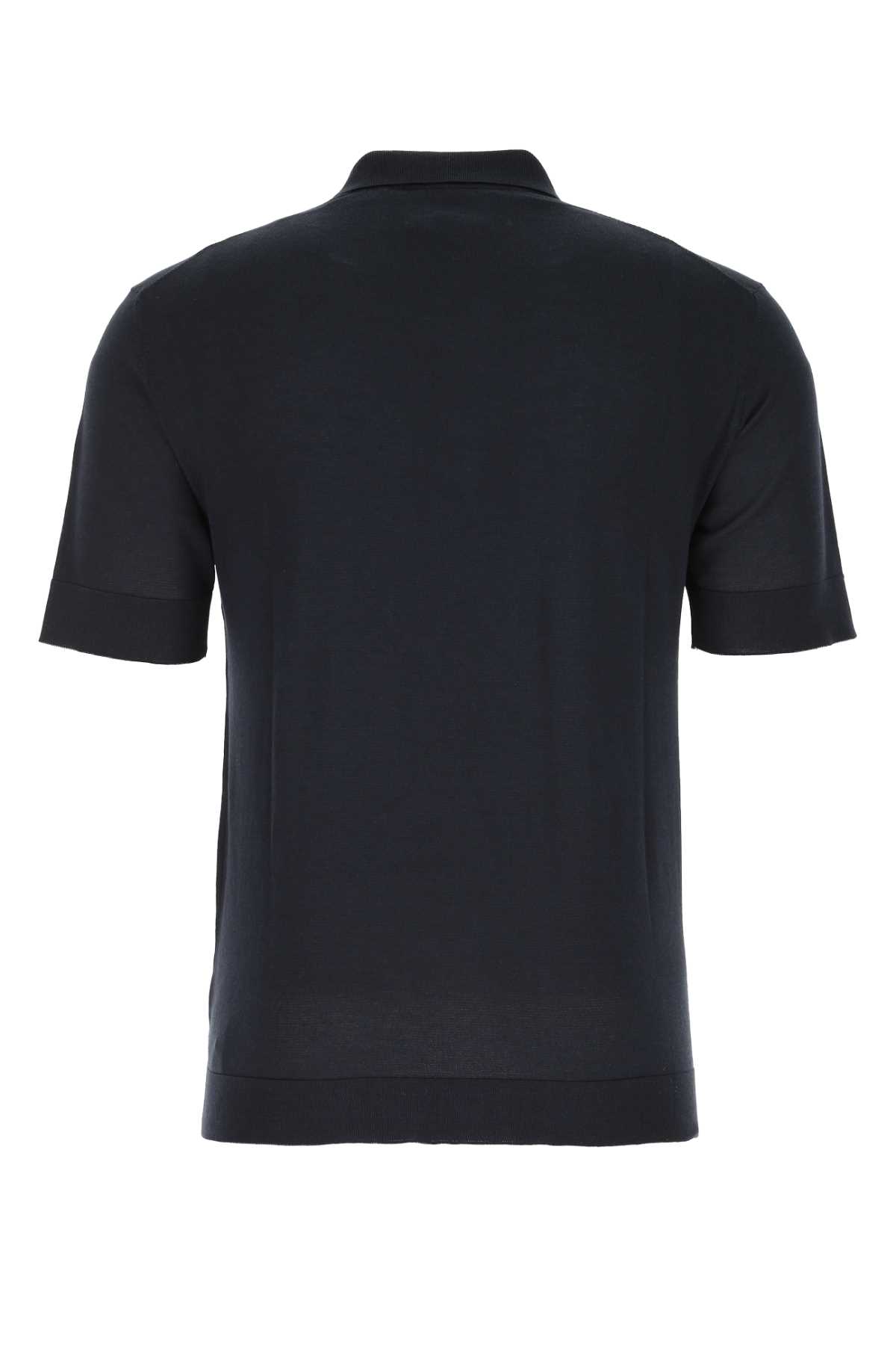 Shop Pt01 Navy Blue Cotton Blend Polo Shirt In 0350