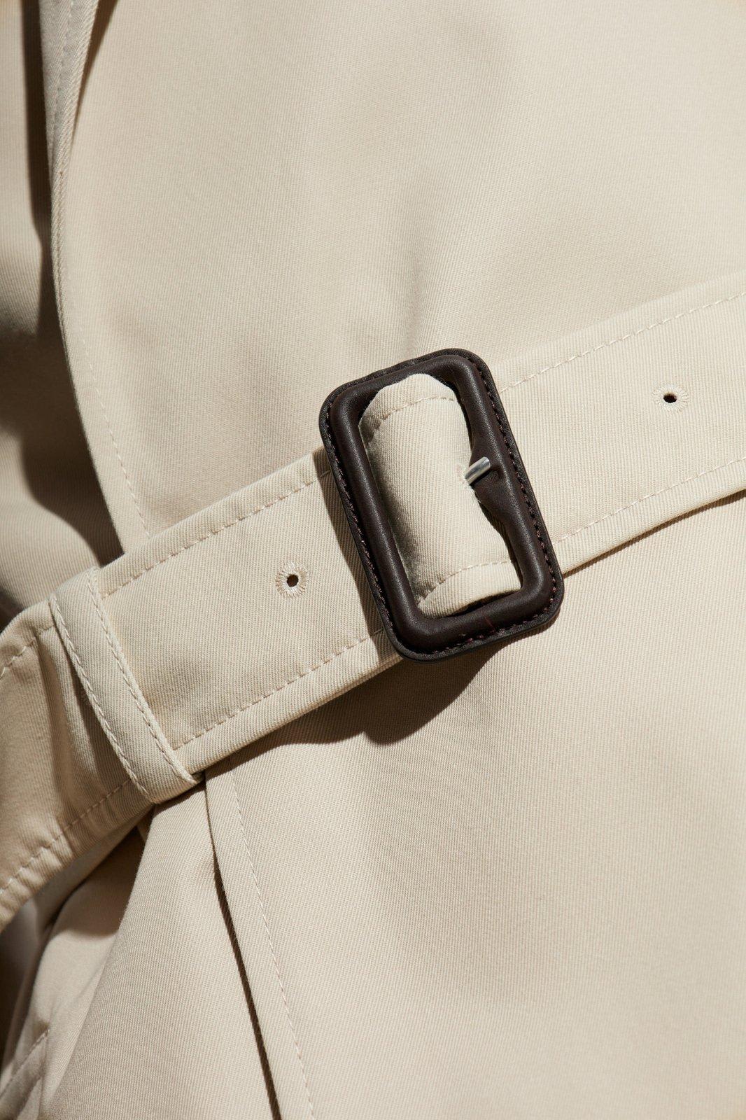 Burberry Mid-length Cotton Blend Trench Coat In Beige