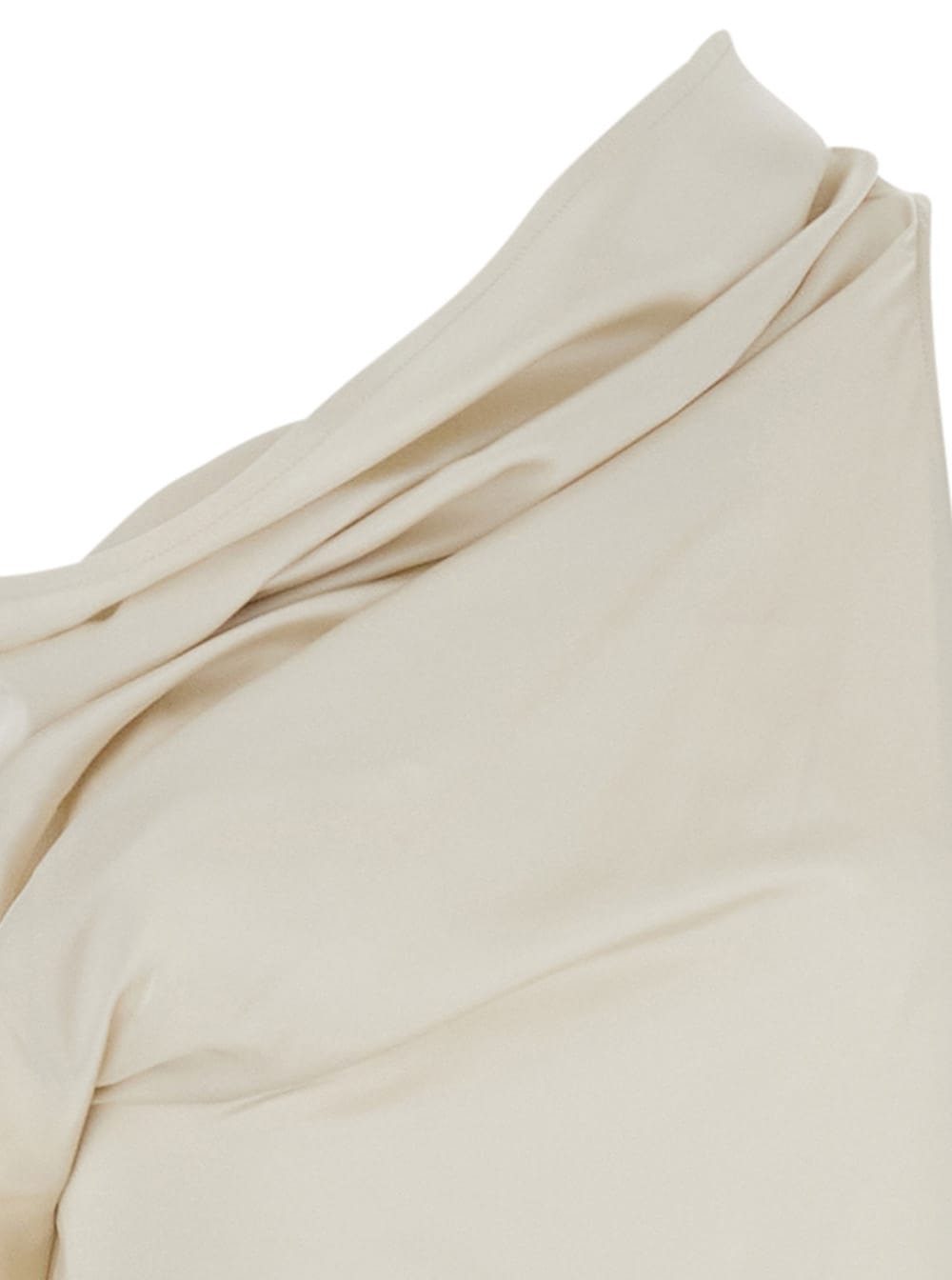 Rick Owens Athena Arrowhead White Long Dress With One Shoulder Design And Side Slits In Viscose And Acetate Ble In White