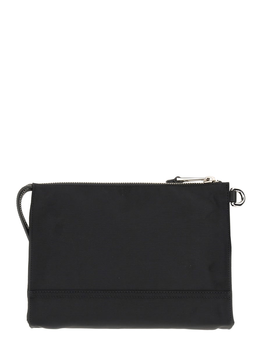 Shop Moschino Clutch Bag With Logo In Black