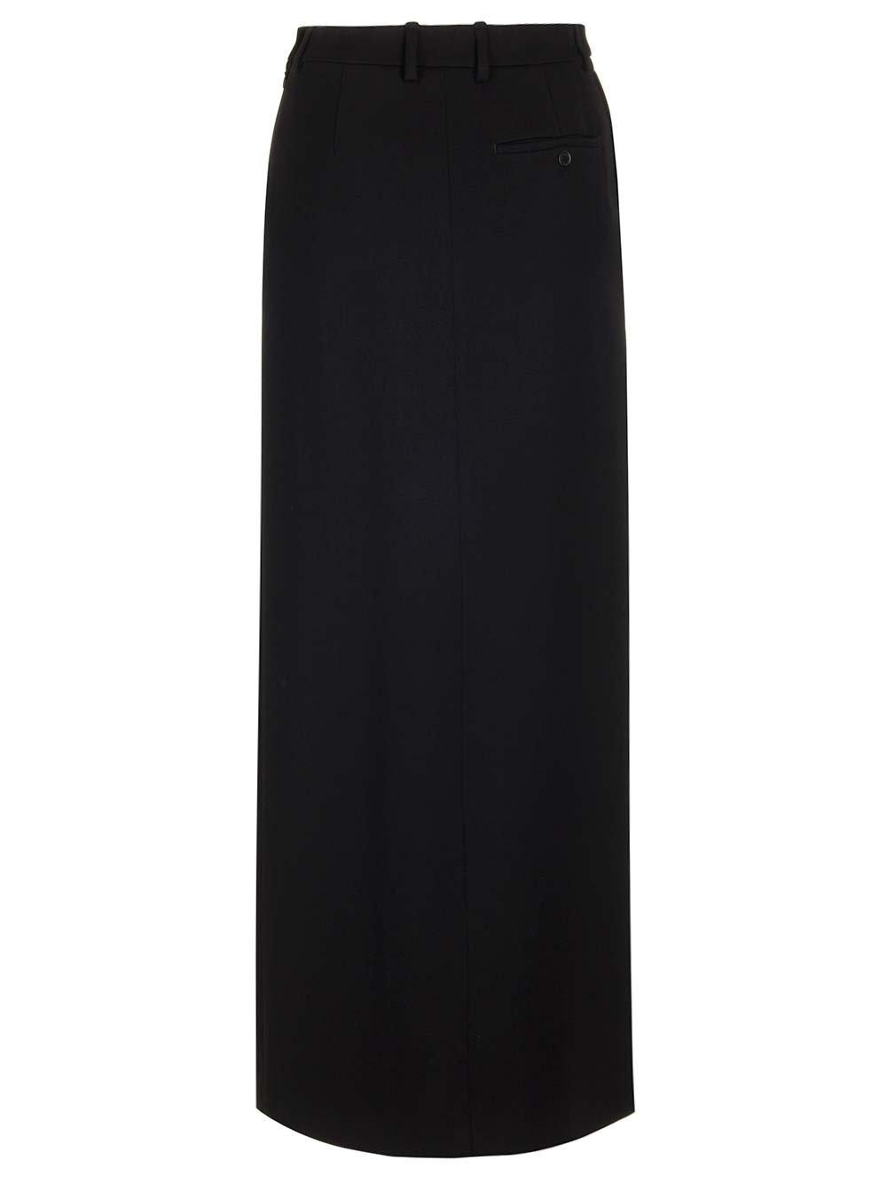 Shop Balenciaga Side Slit Tailored Maxi Skirt In Black