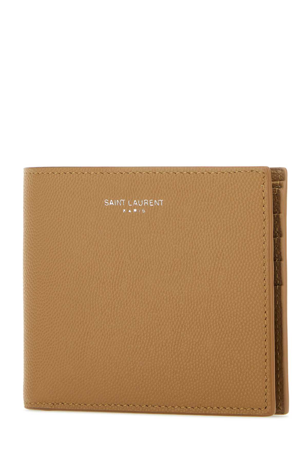 Shop Saint Laurent Biscuit Leather Wallet In Brown