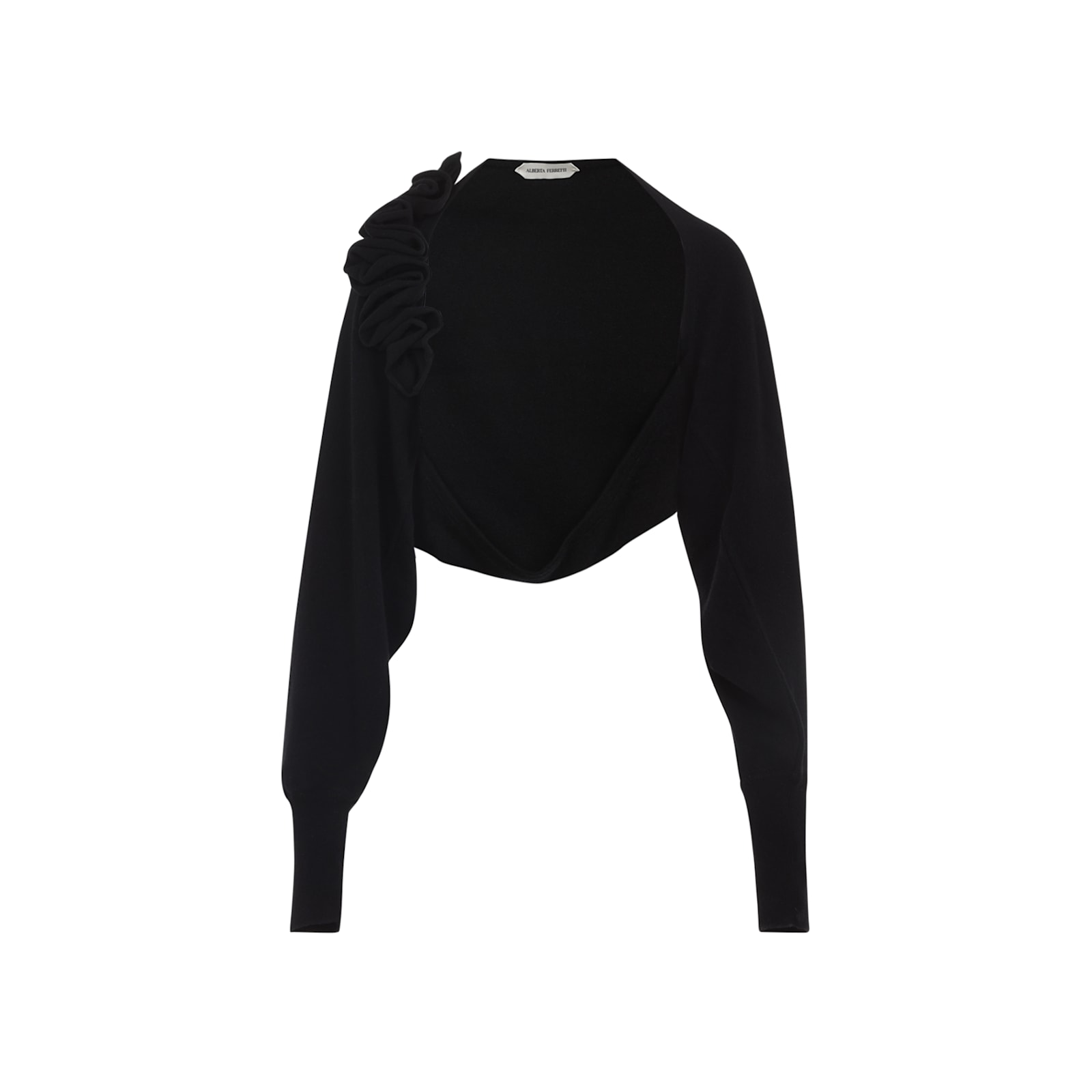 Alberta Ferretti Open Front Black Wool And Silk Cardigan In Black