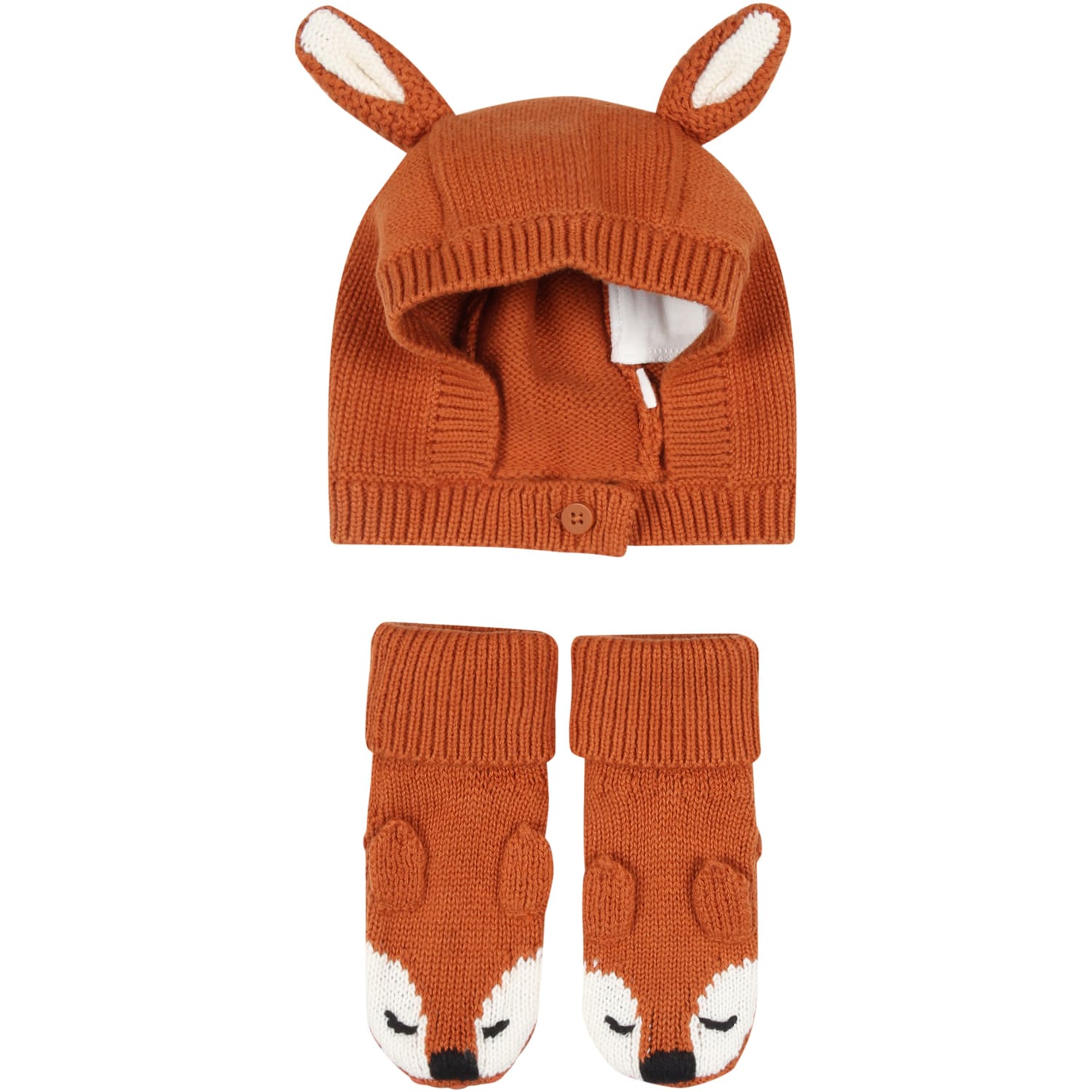 Stella McCartney Brown Set For Baby Boy With Foxes