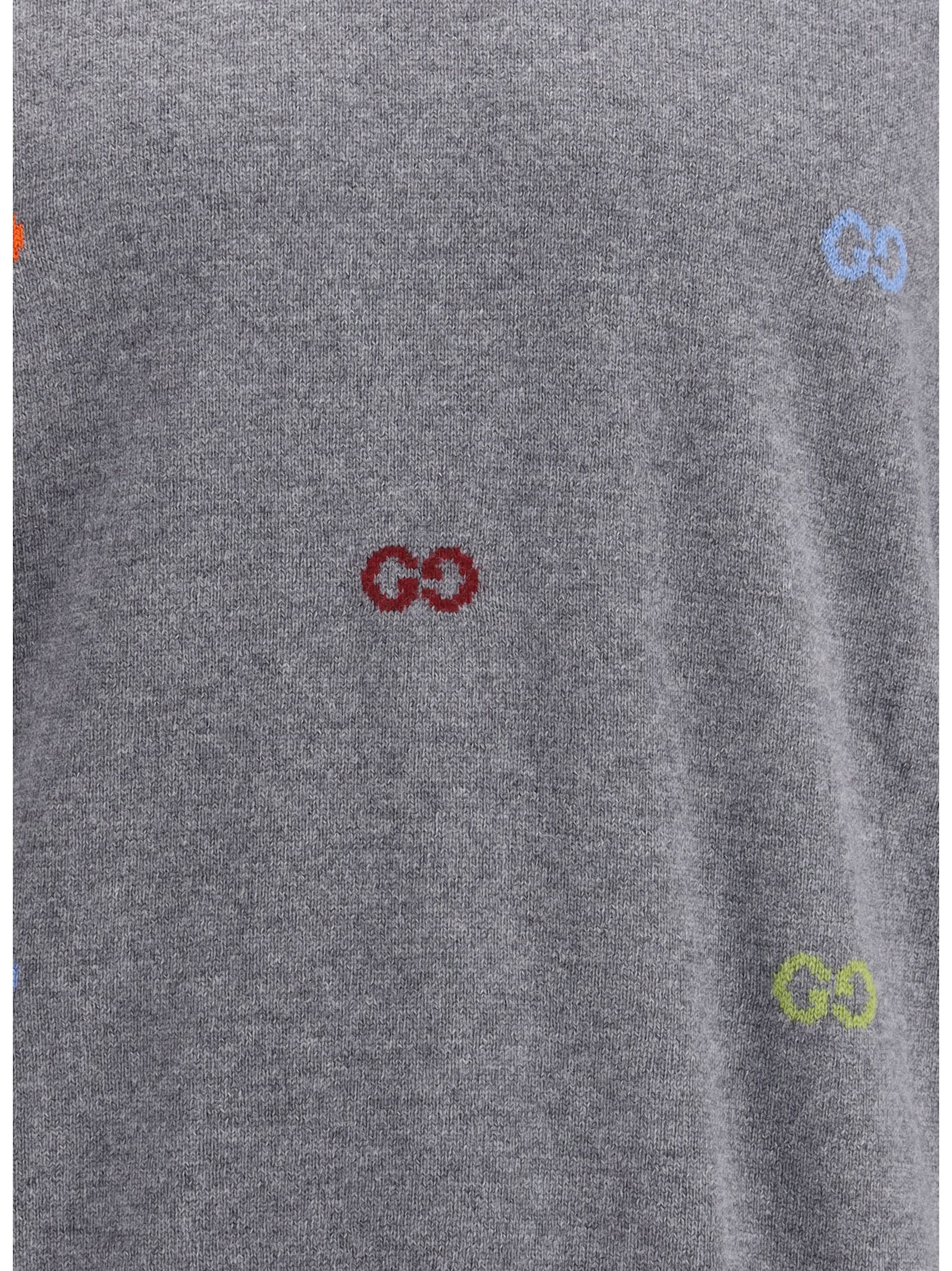 Gucci Men Long Sleeve Crew-neck Cashmere Sweater In Gray