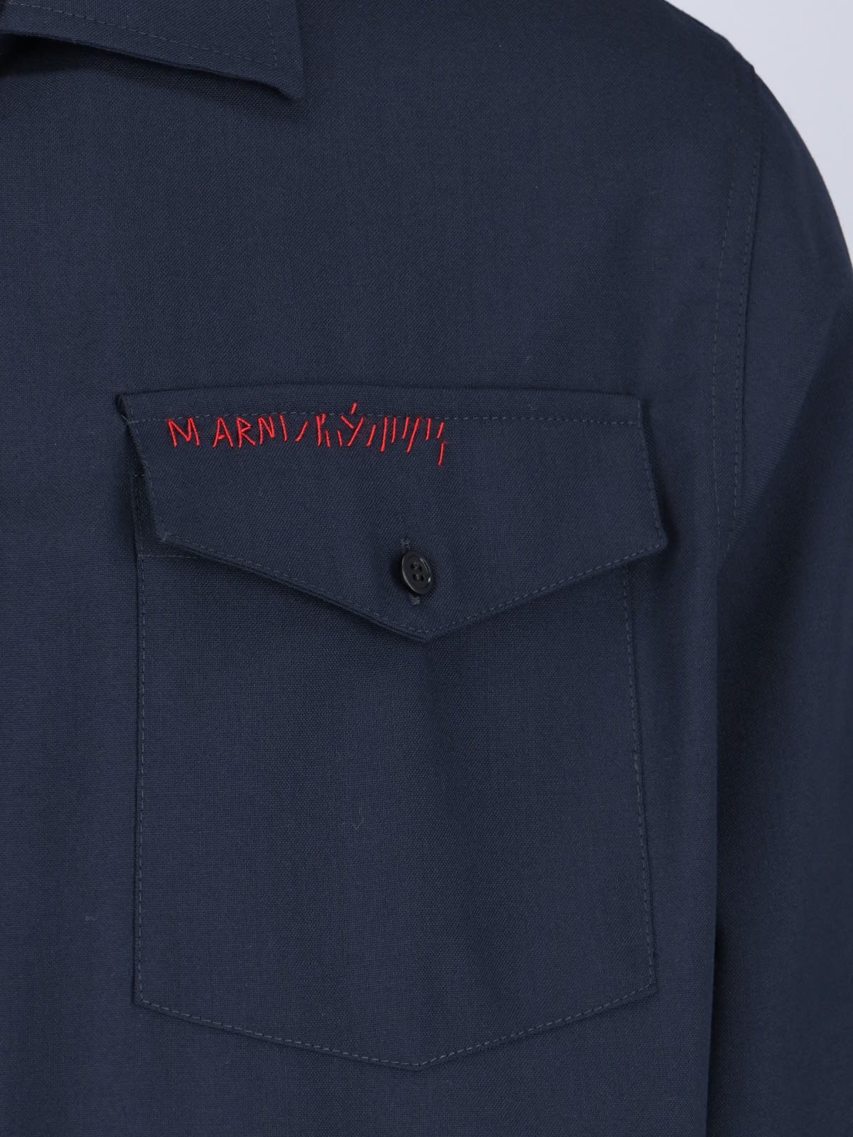 Shop Marni Multipocket Logo Shirt In Blue