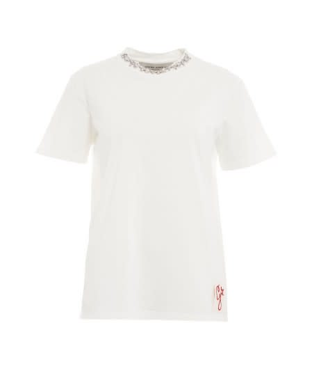 Golden Goose Short-sleeved T-shirt With Sparkling Embellishments In White
