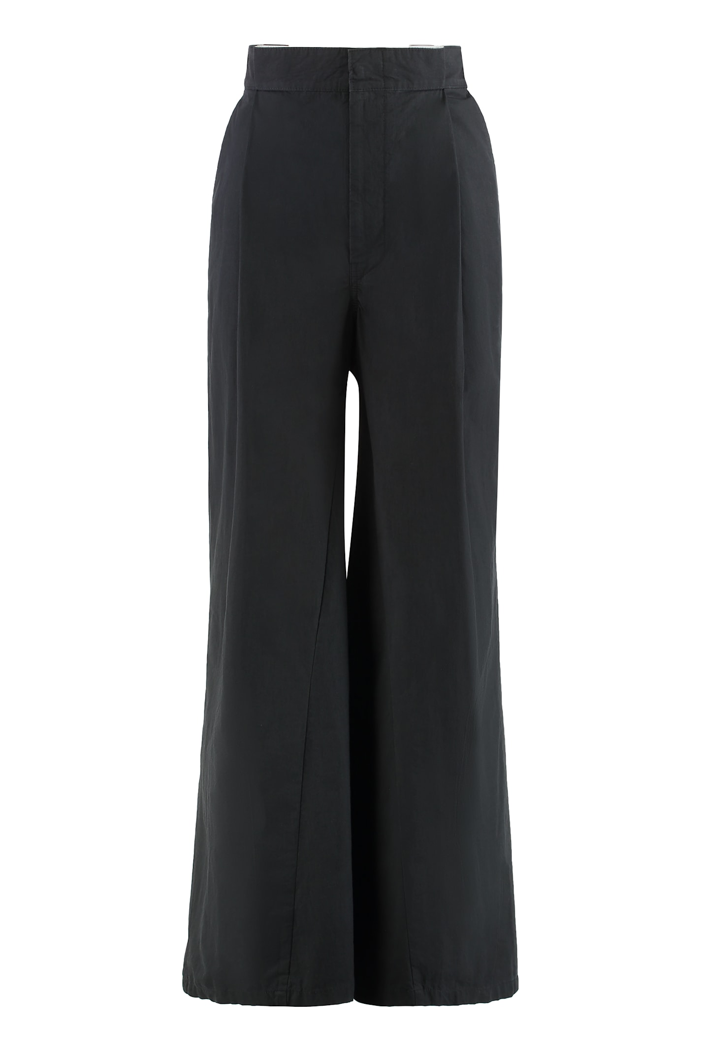 Maison Margiela Cotton Blend Wide Leg Trousers In Black