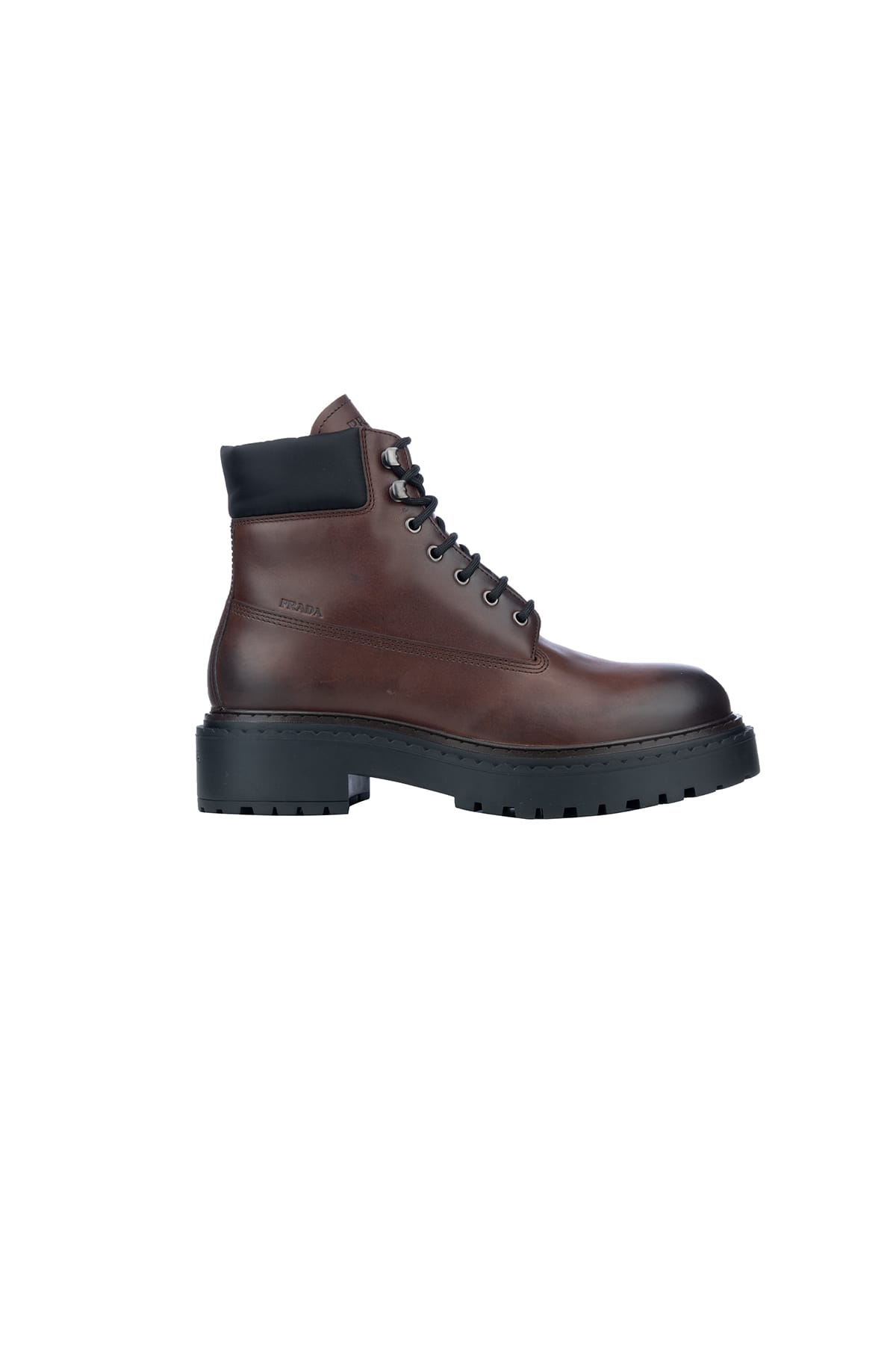 Prada Brown Calf Leather Boots With Modern Accents