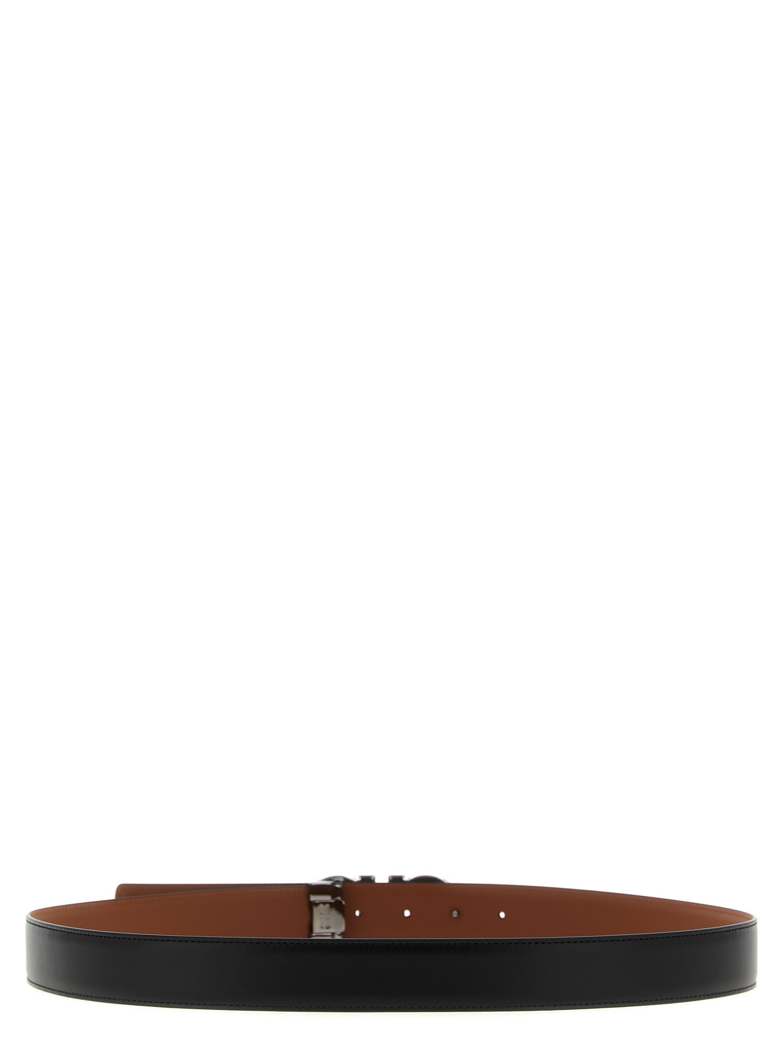 Ferragamo Black Gancini Reversible Belt In Black