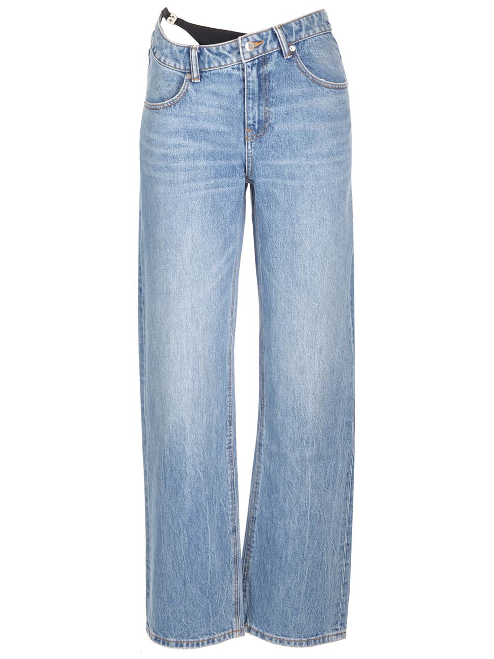 Shop Alexander Wang Visible Underwear Jeans In Blu Denim
