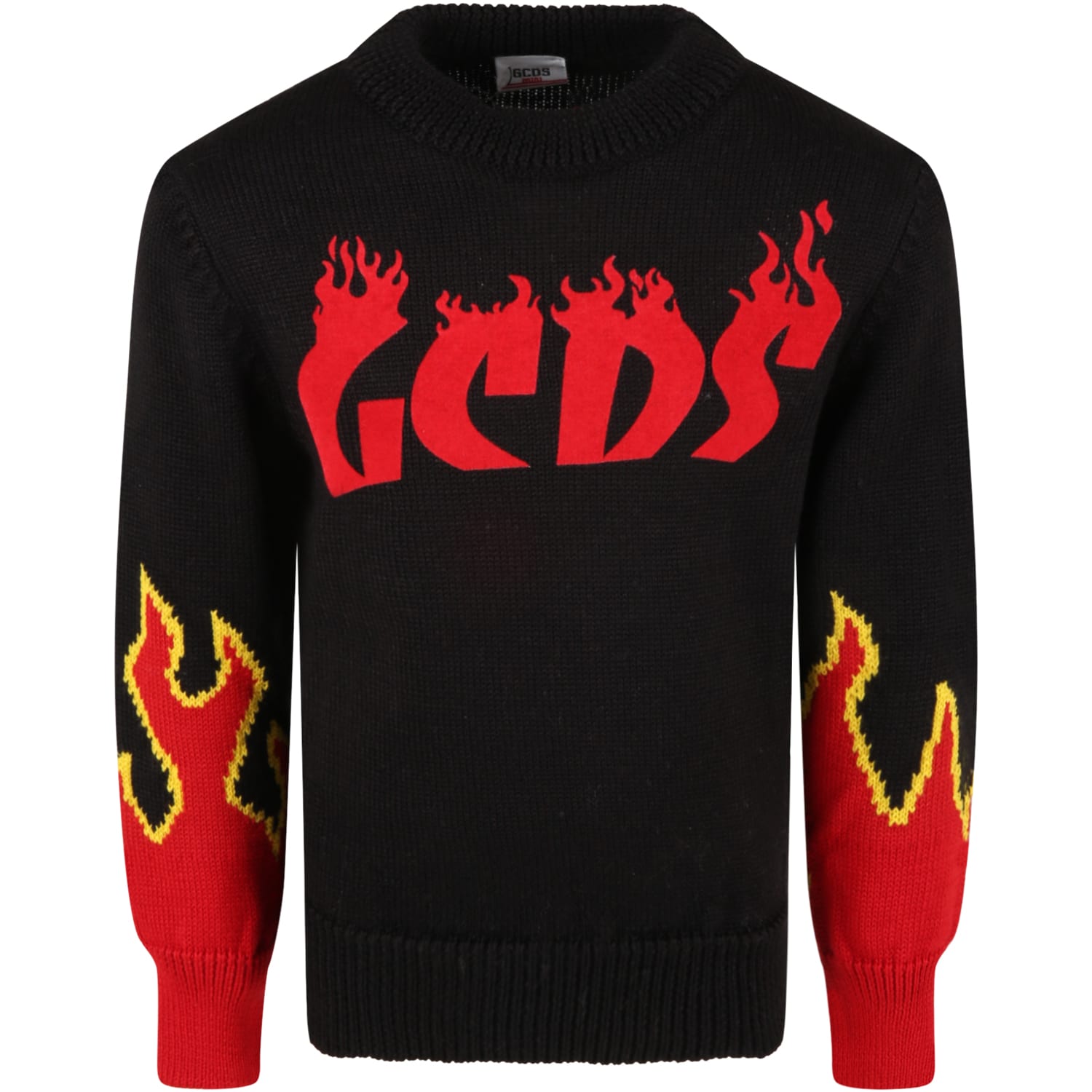 GCDS Mini Black Sweater For Boy With Logo
