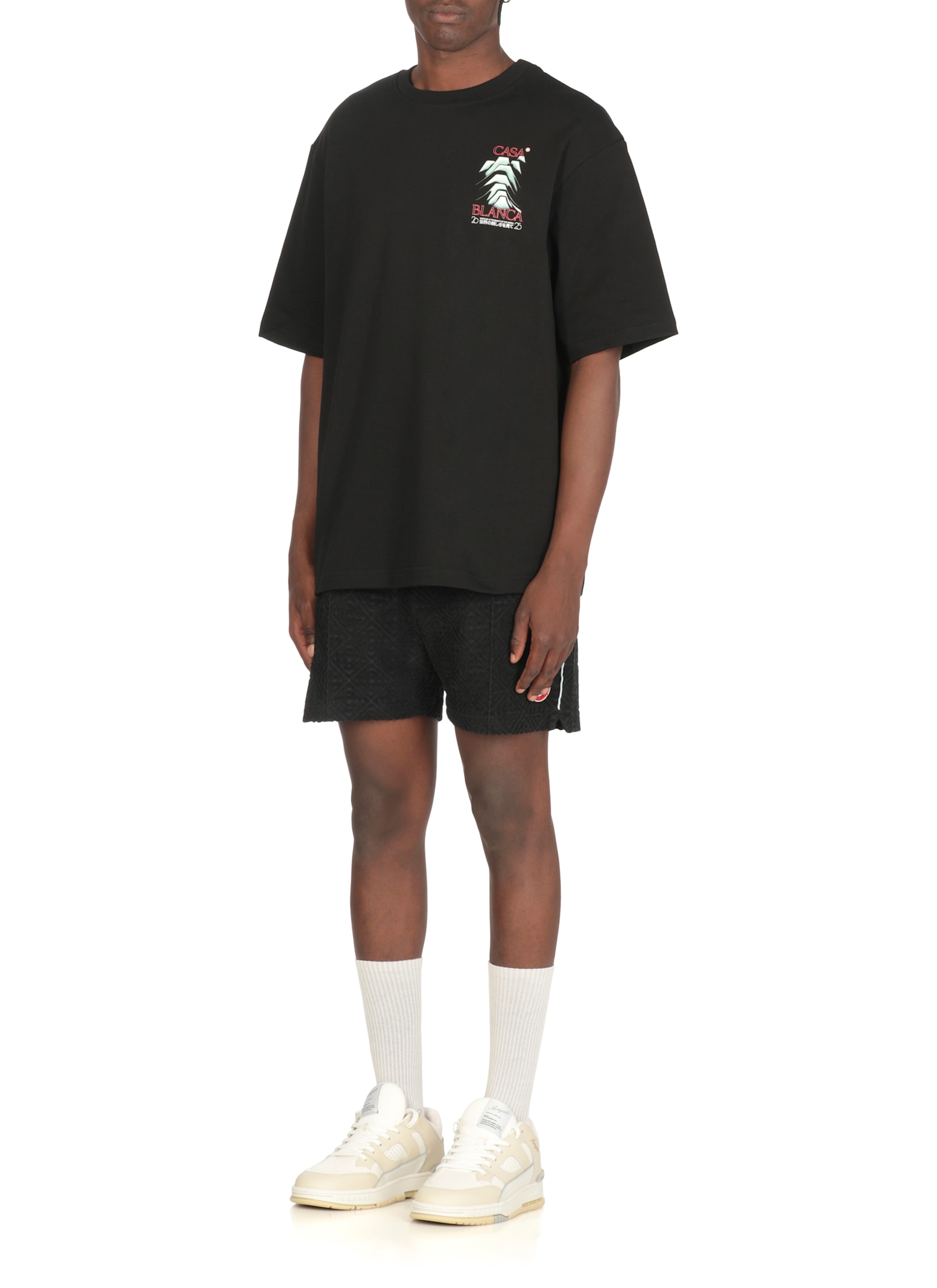 Casablanca Mountain Frost Graphic Crewneck T-shirt In Black