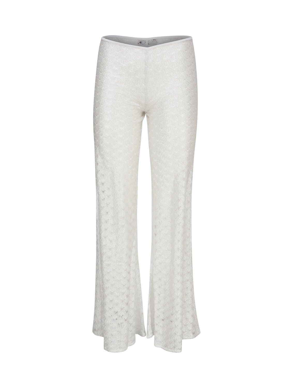 Shop Missoni Flared Viscose Trousers In Brilliant White