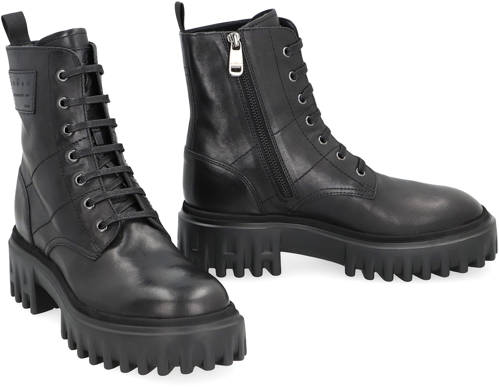 Hogan 20mm Lace-up Platform Boots In Black