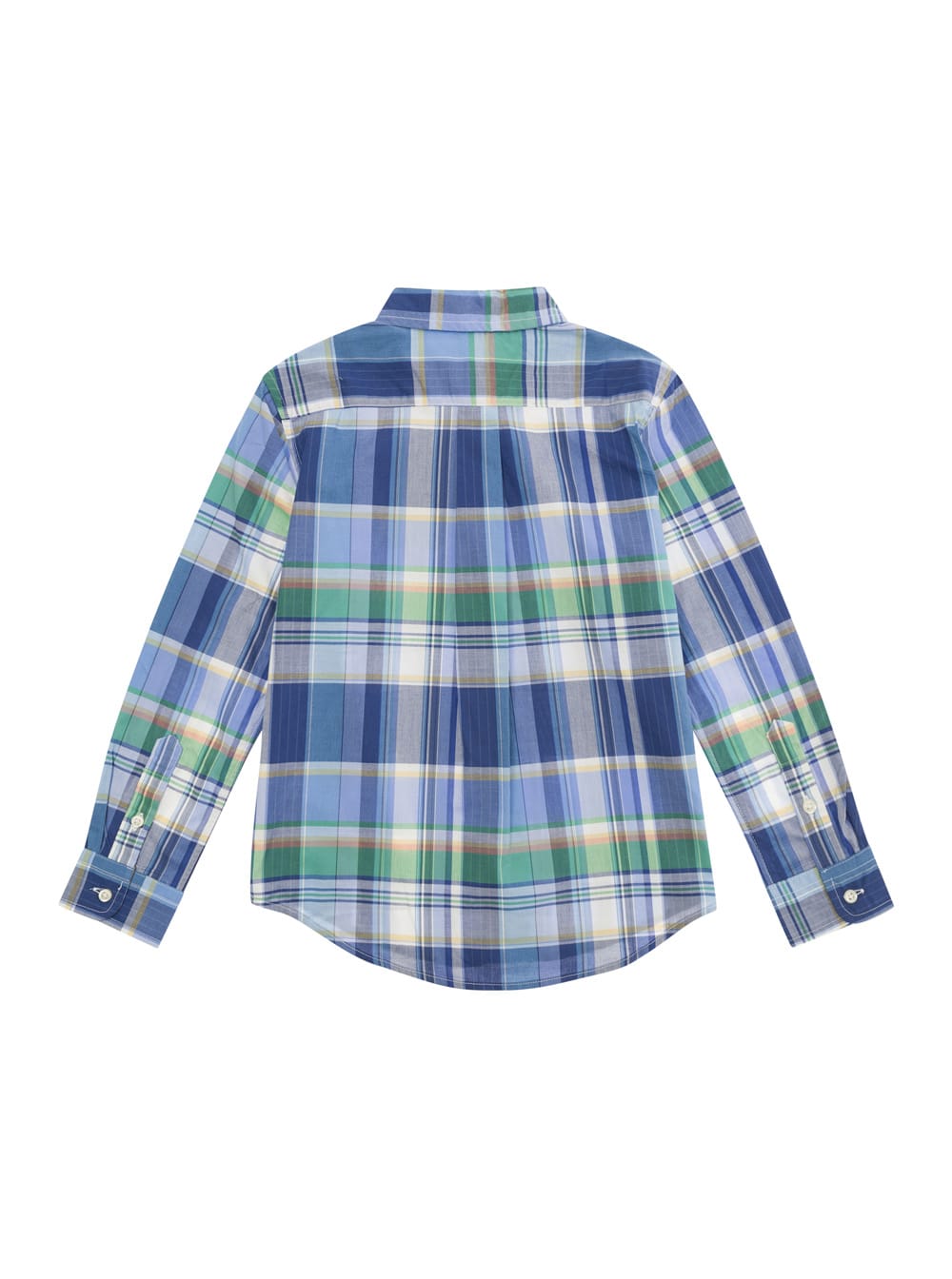 Shop Polo Ralph Lauren White/blue/green All-over Checkered Pattern Shirt In Cotton Boy In Multicolor