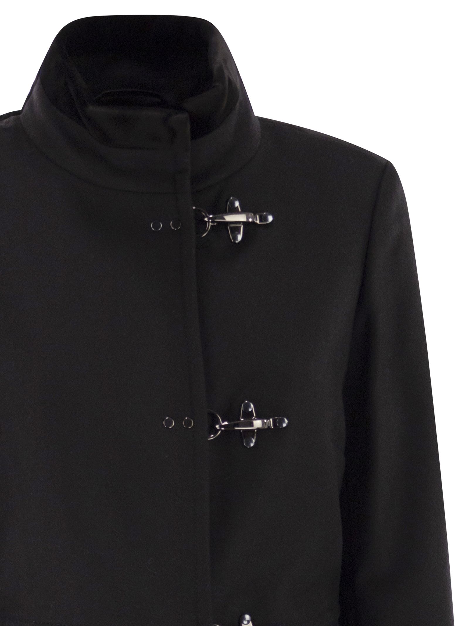 Fay Romantic Coat In Black In Soft Wool Blend Fabric In Black