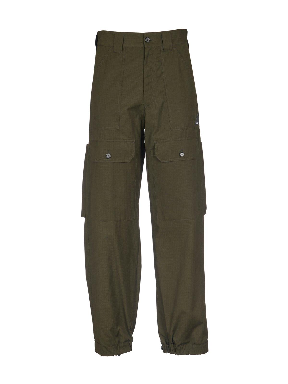 Shop Msgm Cargo Tapered Trousers In Verde