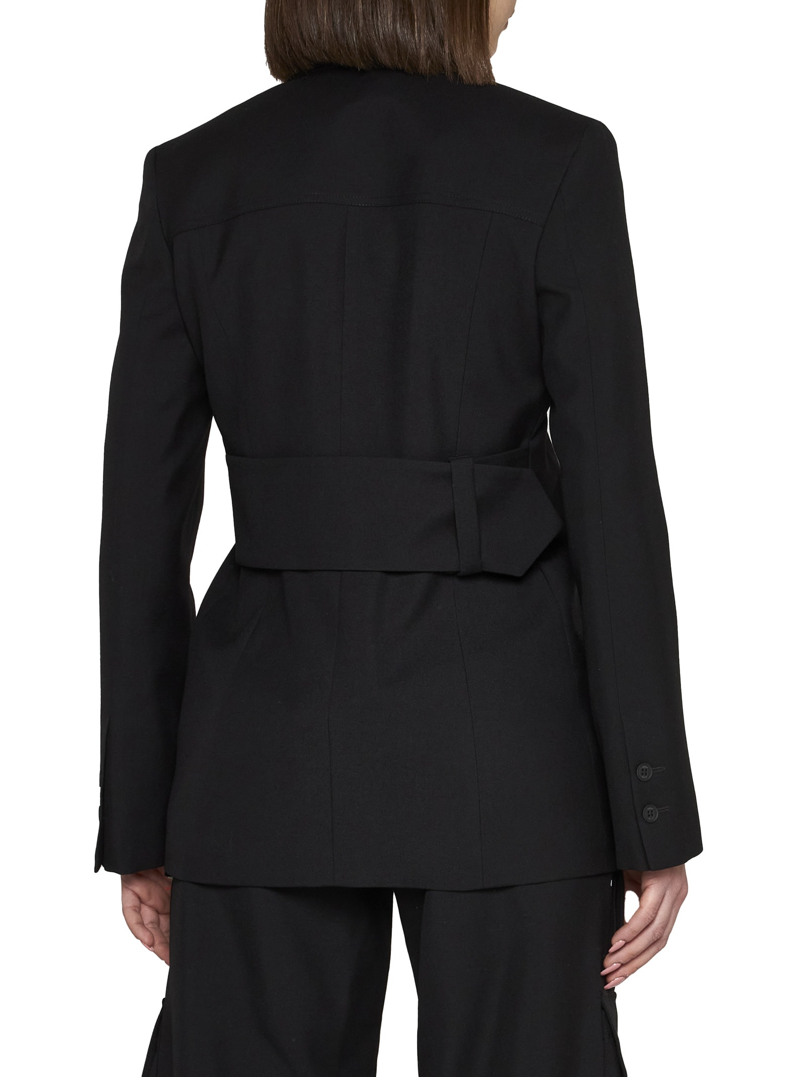 Off-white Wool Single-breasted Blazer In Black
