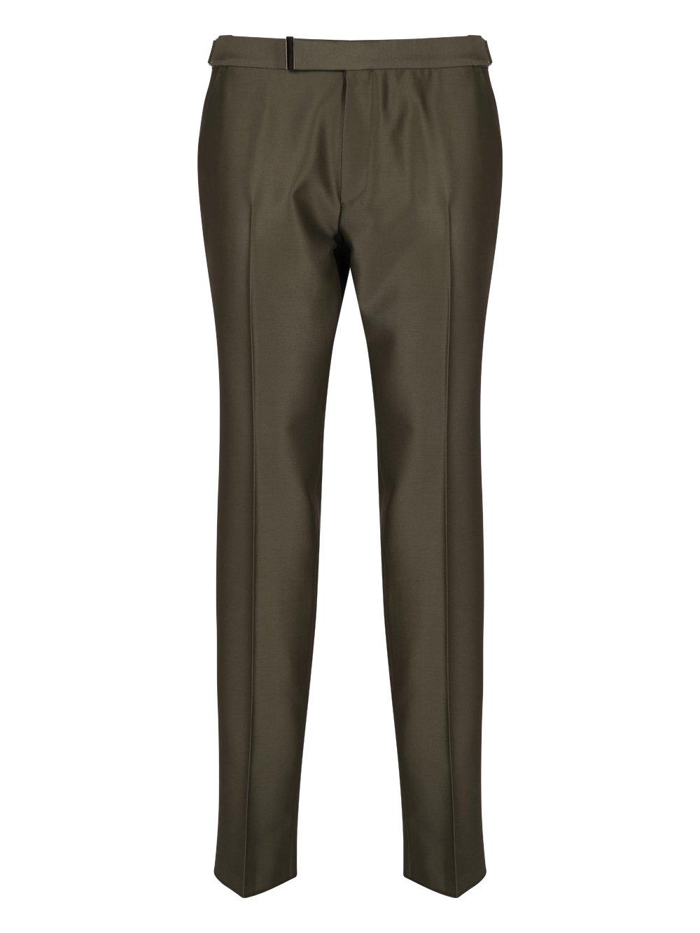 Shop Tom Ford Pressed-crease Tapered Leg Trousers In Foresta